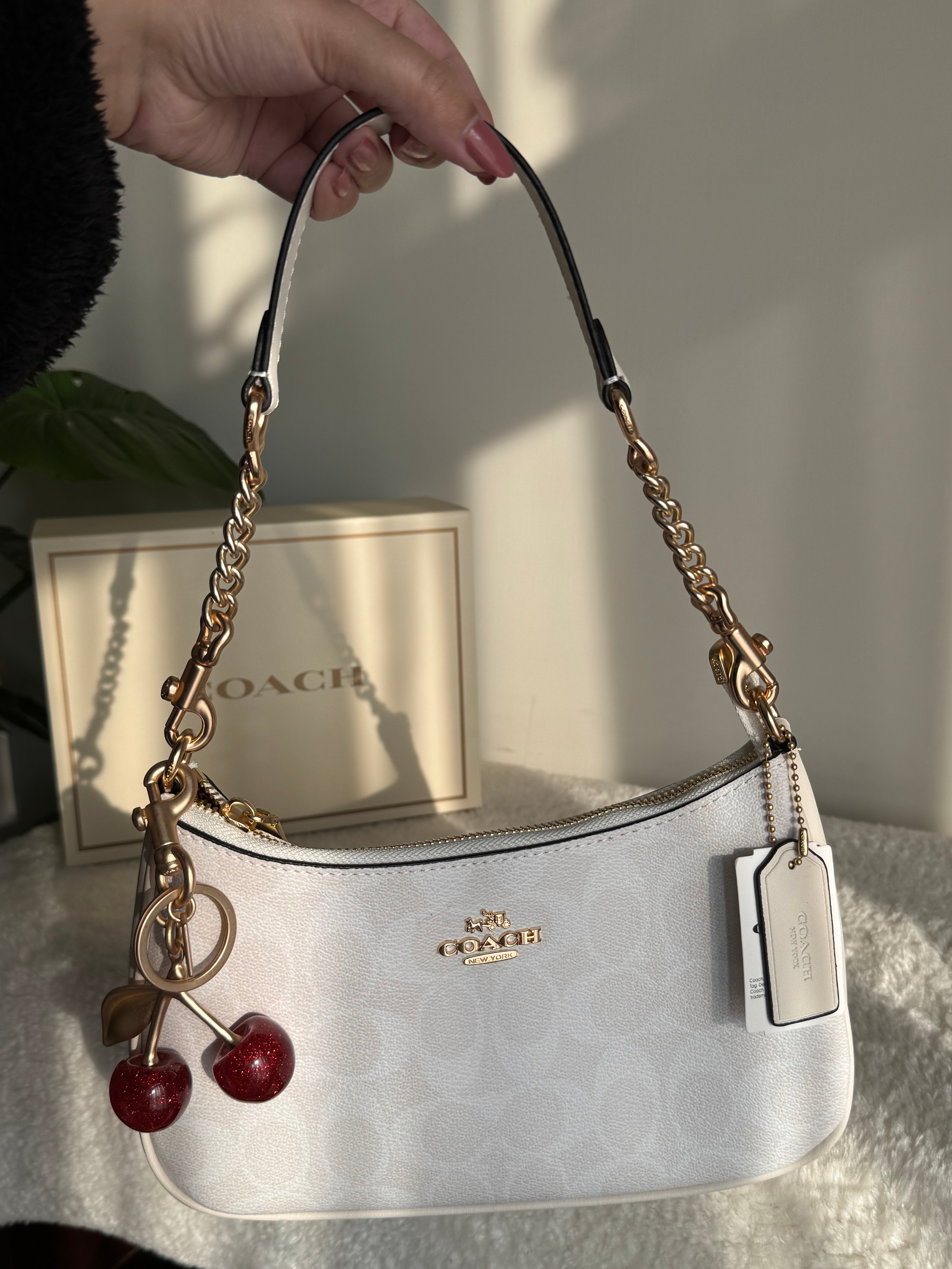 COACH TERI PREMIUM with Coach Cherry Charm (White) - BOX PACKING