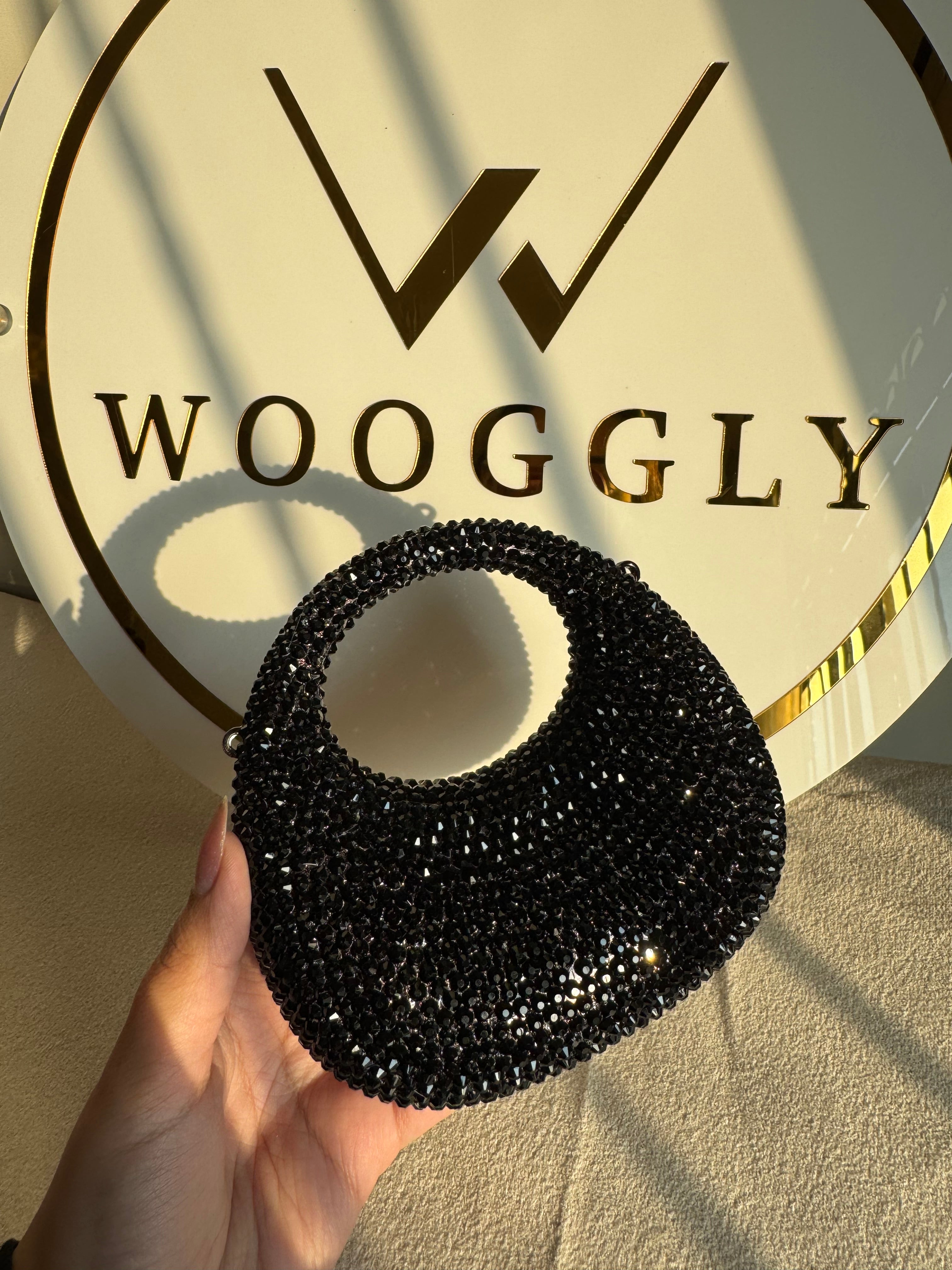 Viral Swarovski Metallic Clutch - Mini Black