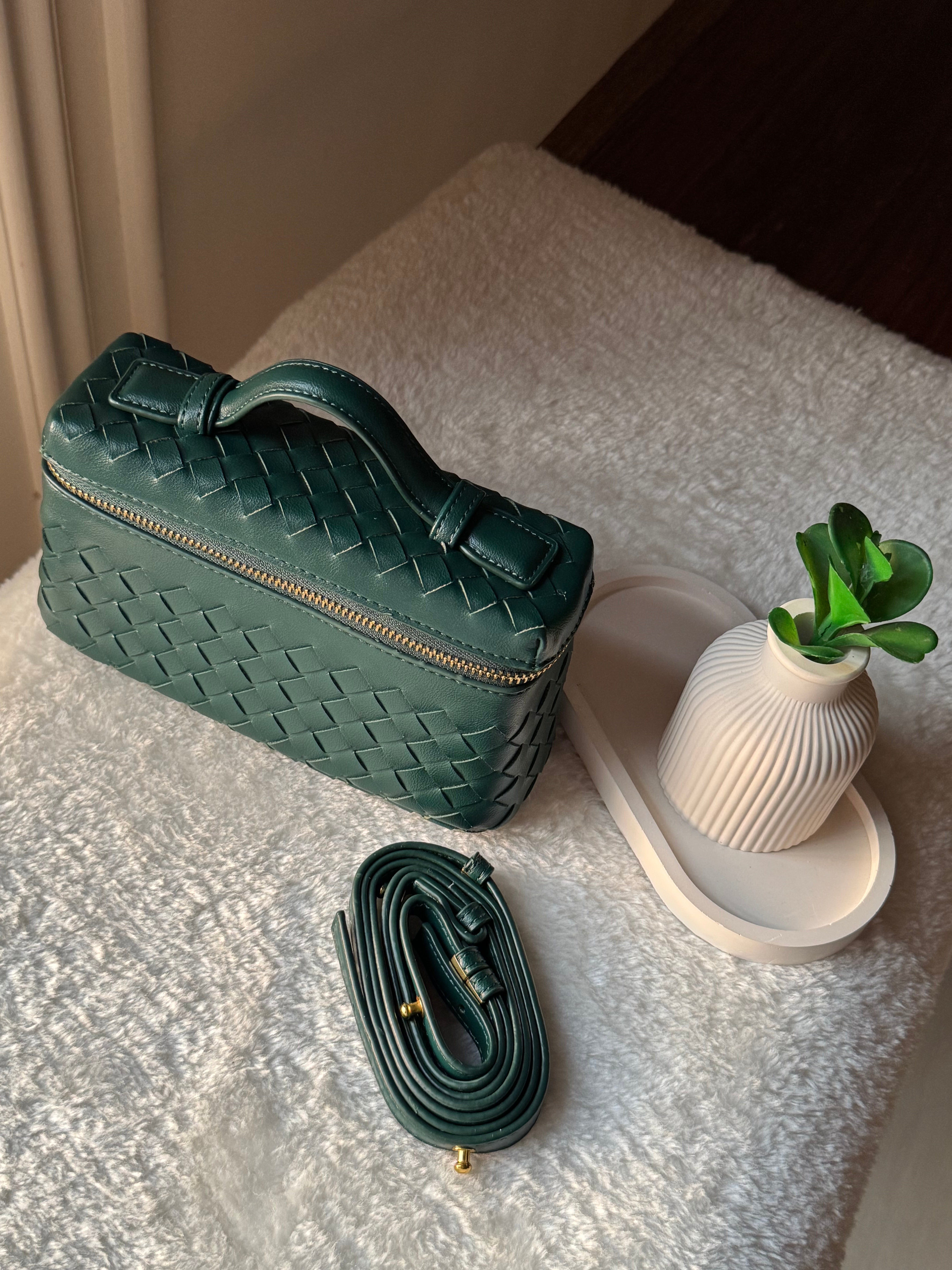 JW Pie Woven Bag with Long Strap (Emerald Green)