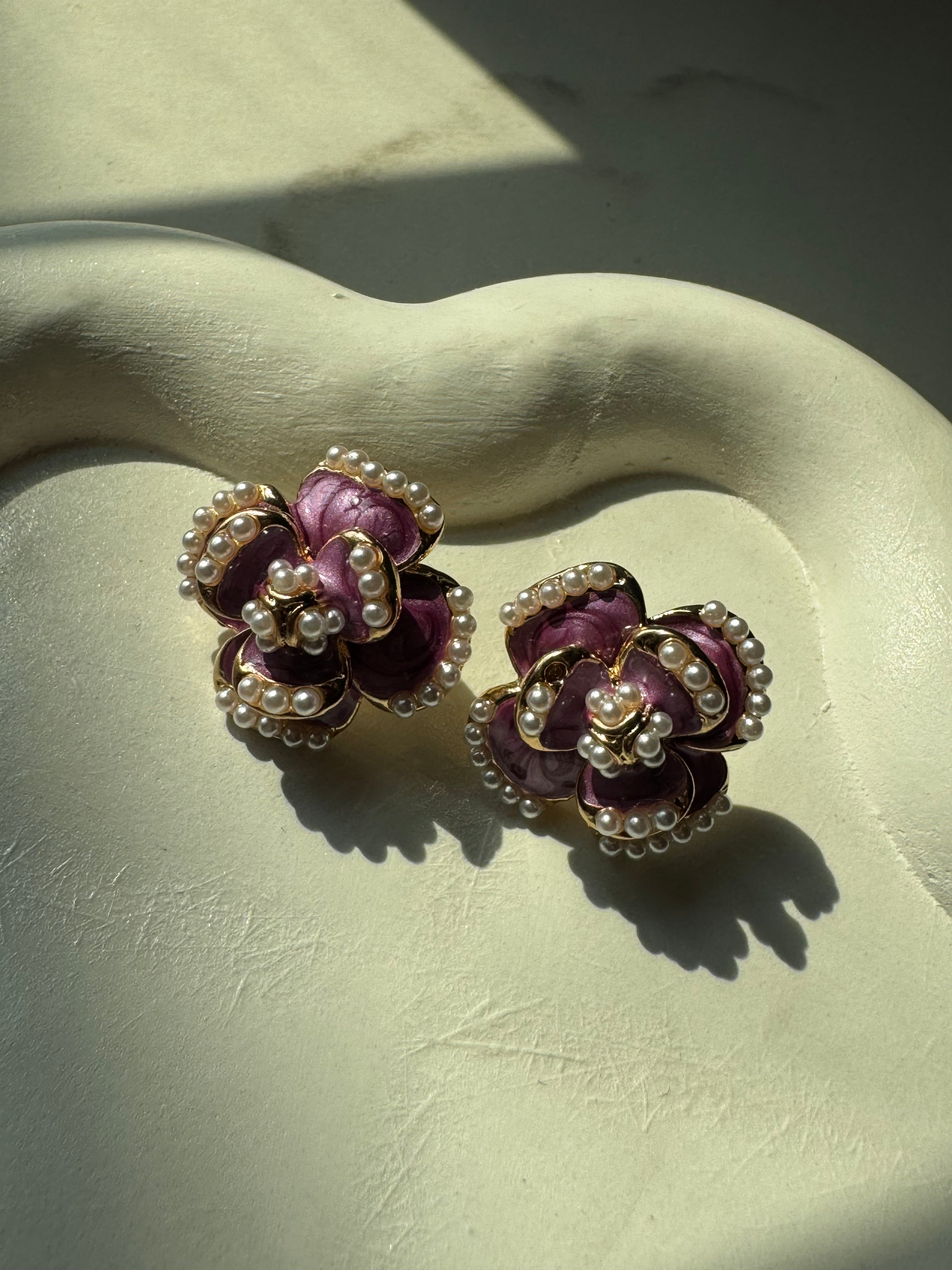 Mauve Lux Floral Earrings