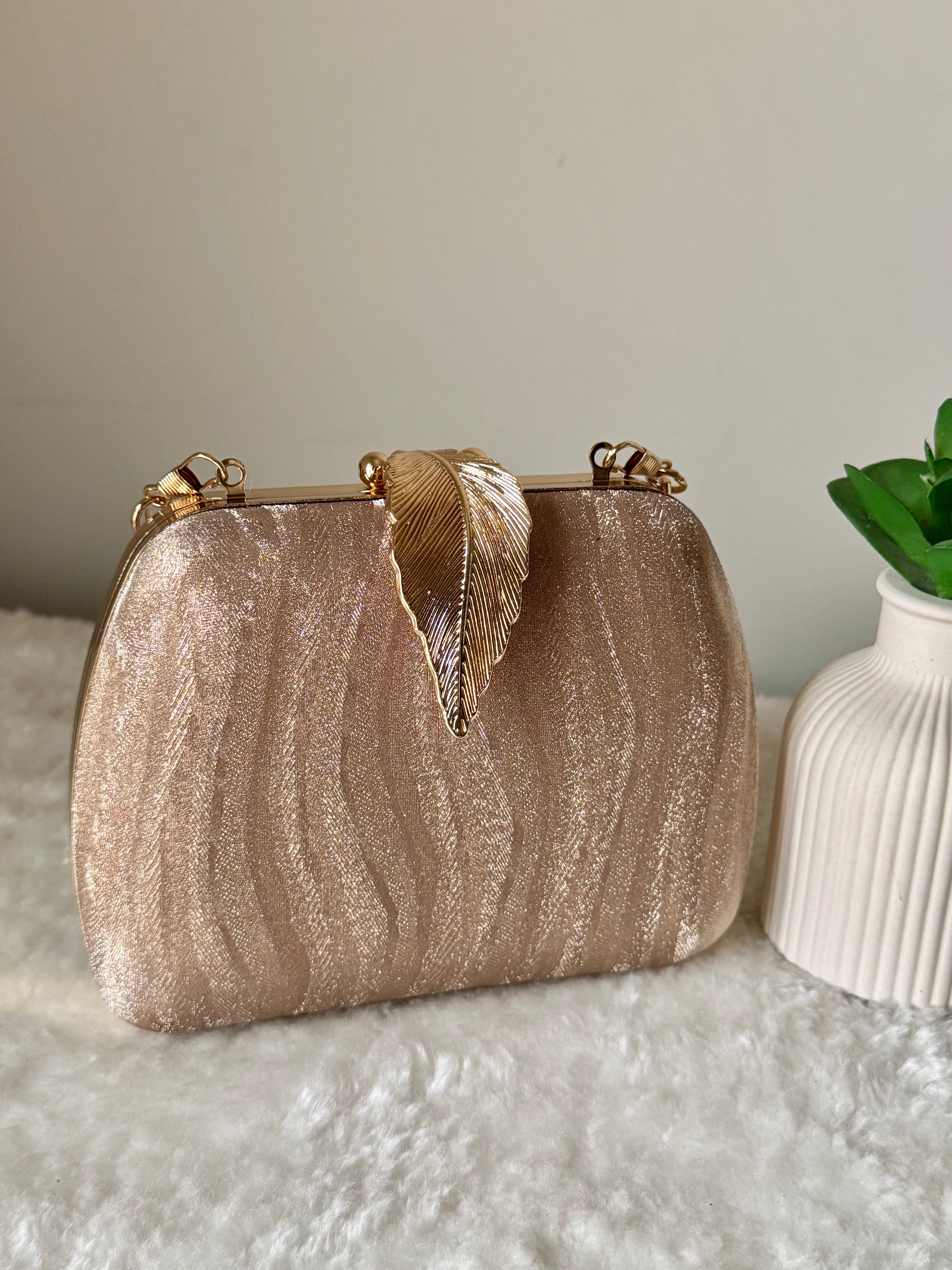 Crystal Charm Clutch - Rose Gold