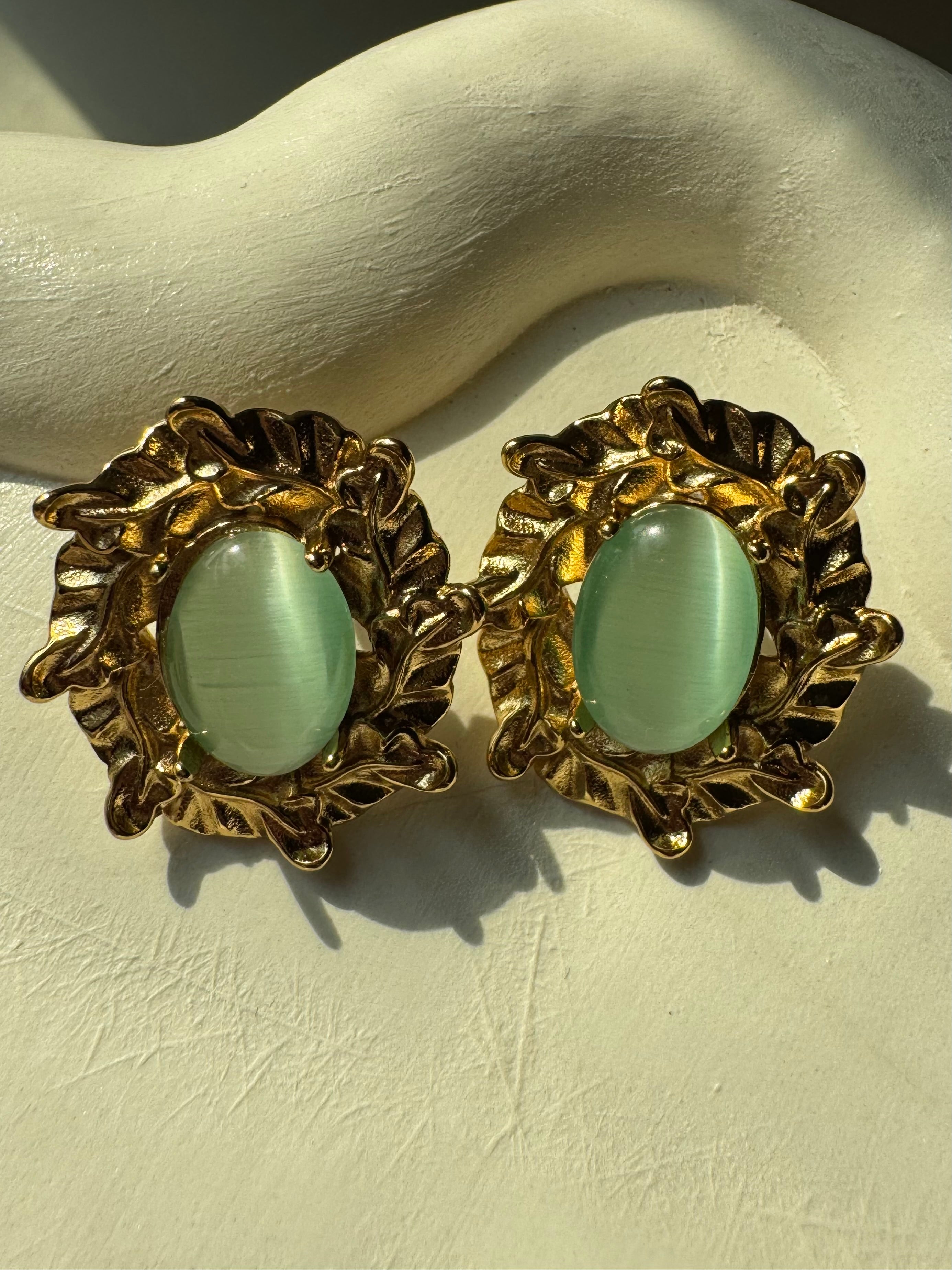 Seagreen Gold Studs