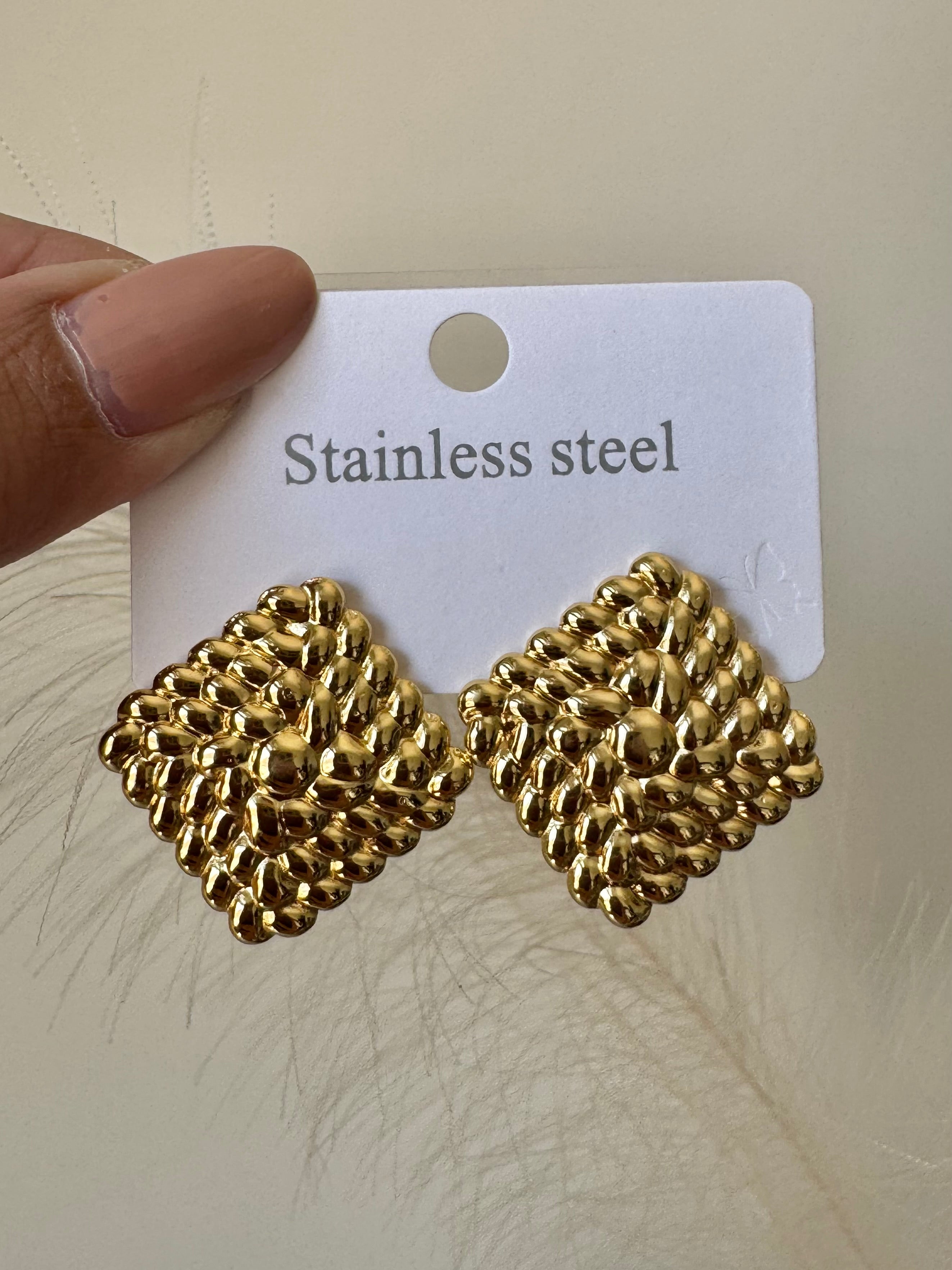 Shimmer Square Earrings - 18K Gold Plated
