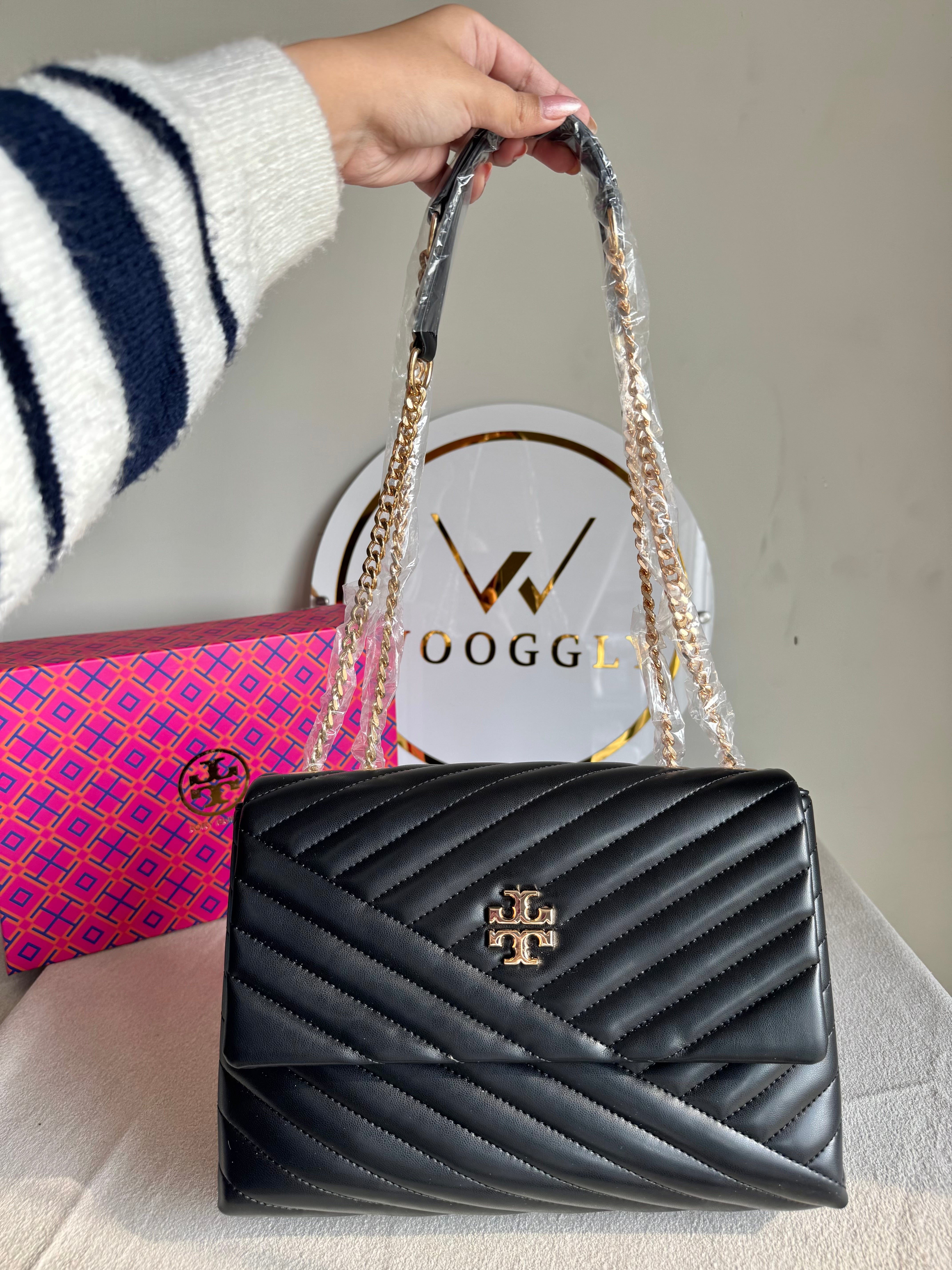 Tory Burch Signature Bag - Black with Box Packing