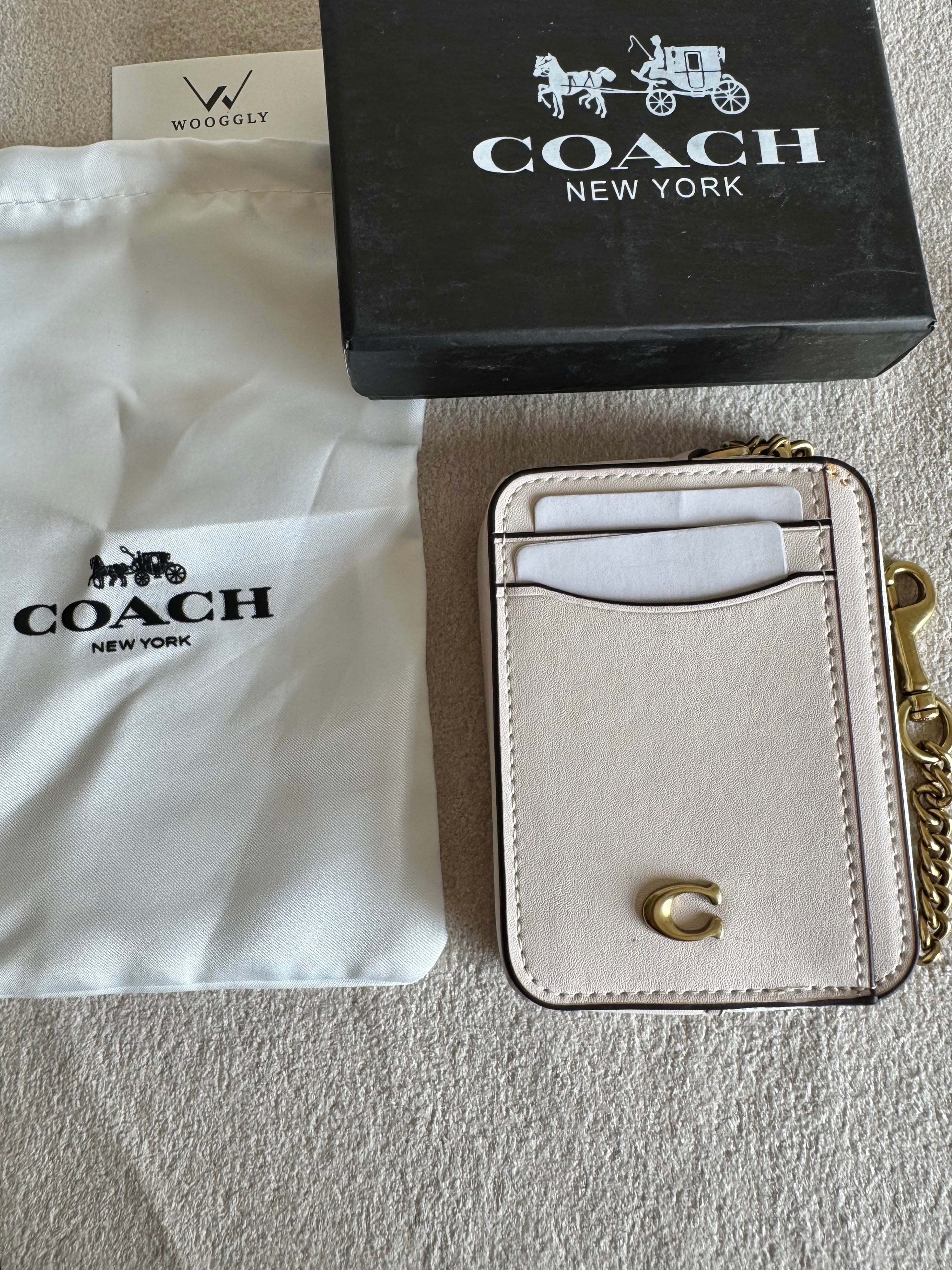 Coach Zip Card Case with Box Packing - White