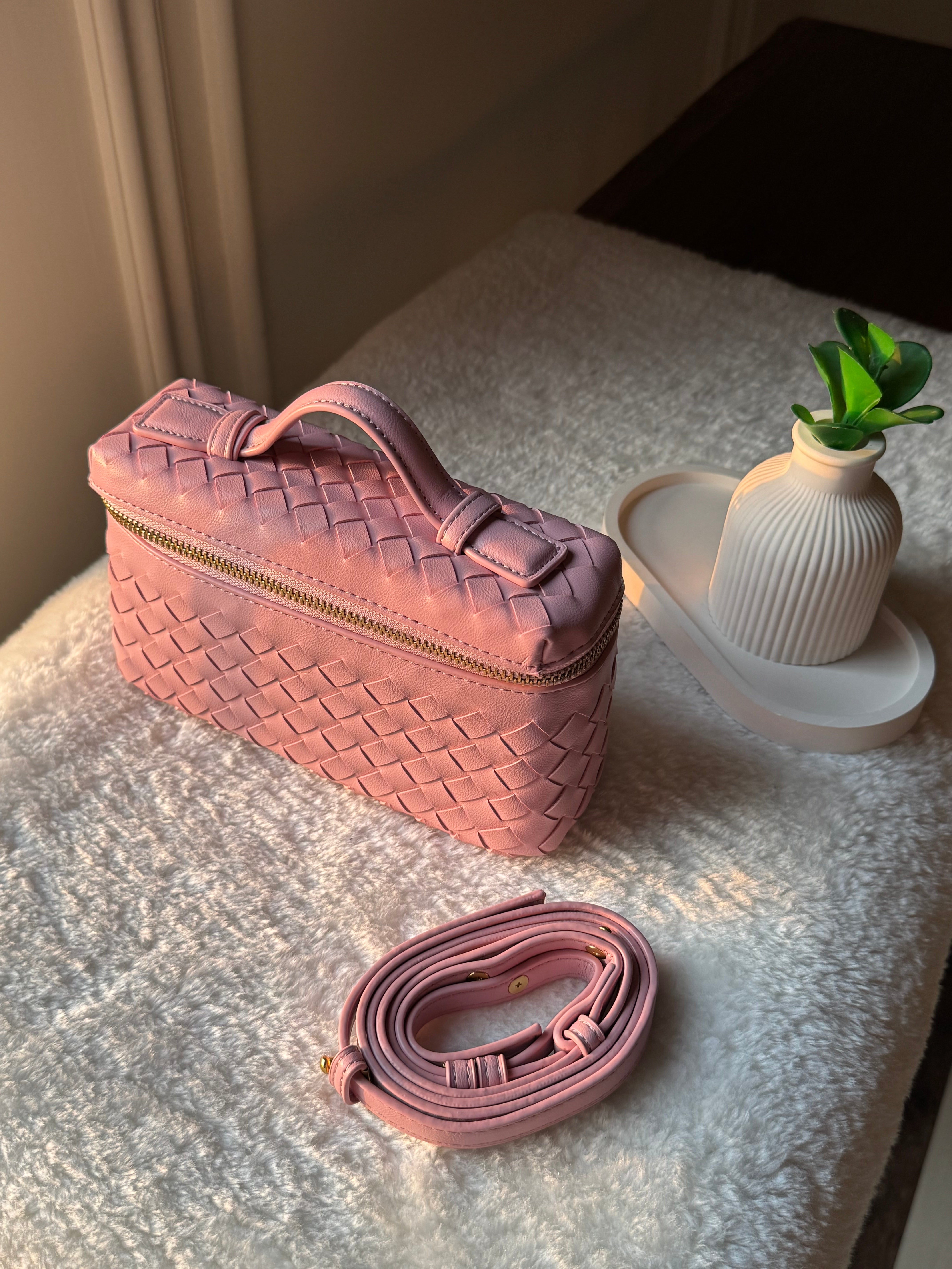 JW Pie Woven Bag with Long Strap (Pink)