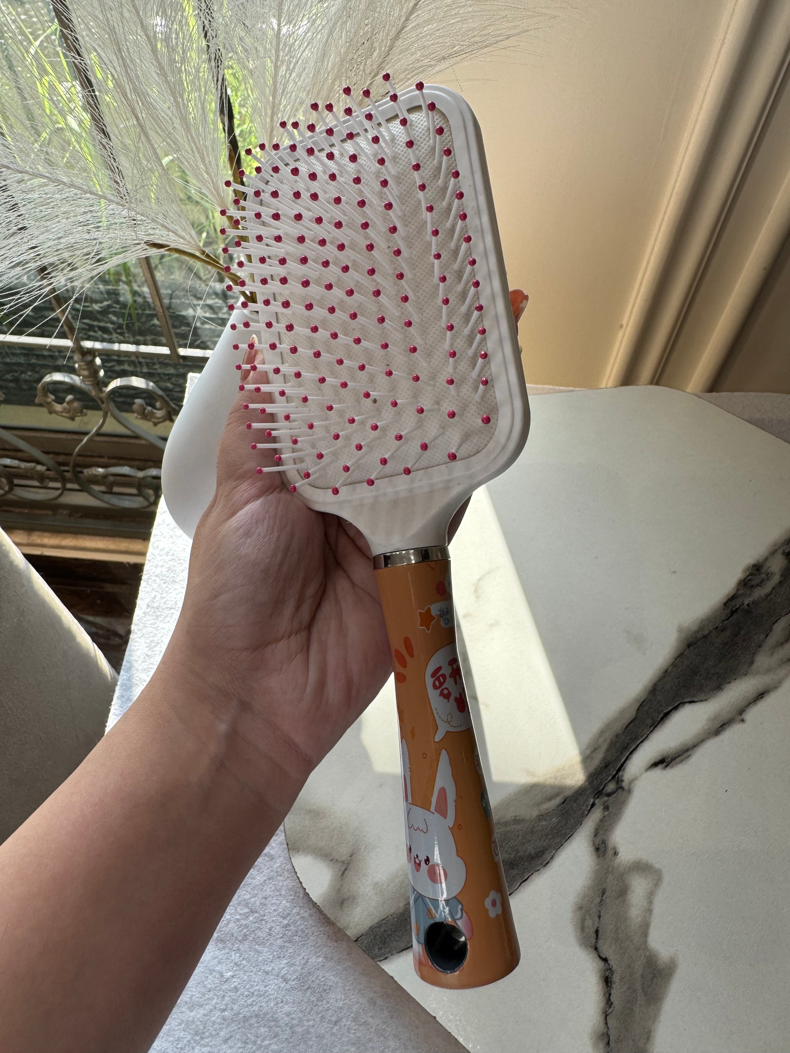 Softest White Brown Bunny Square Brush