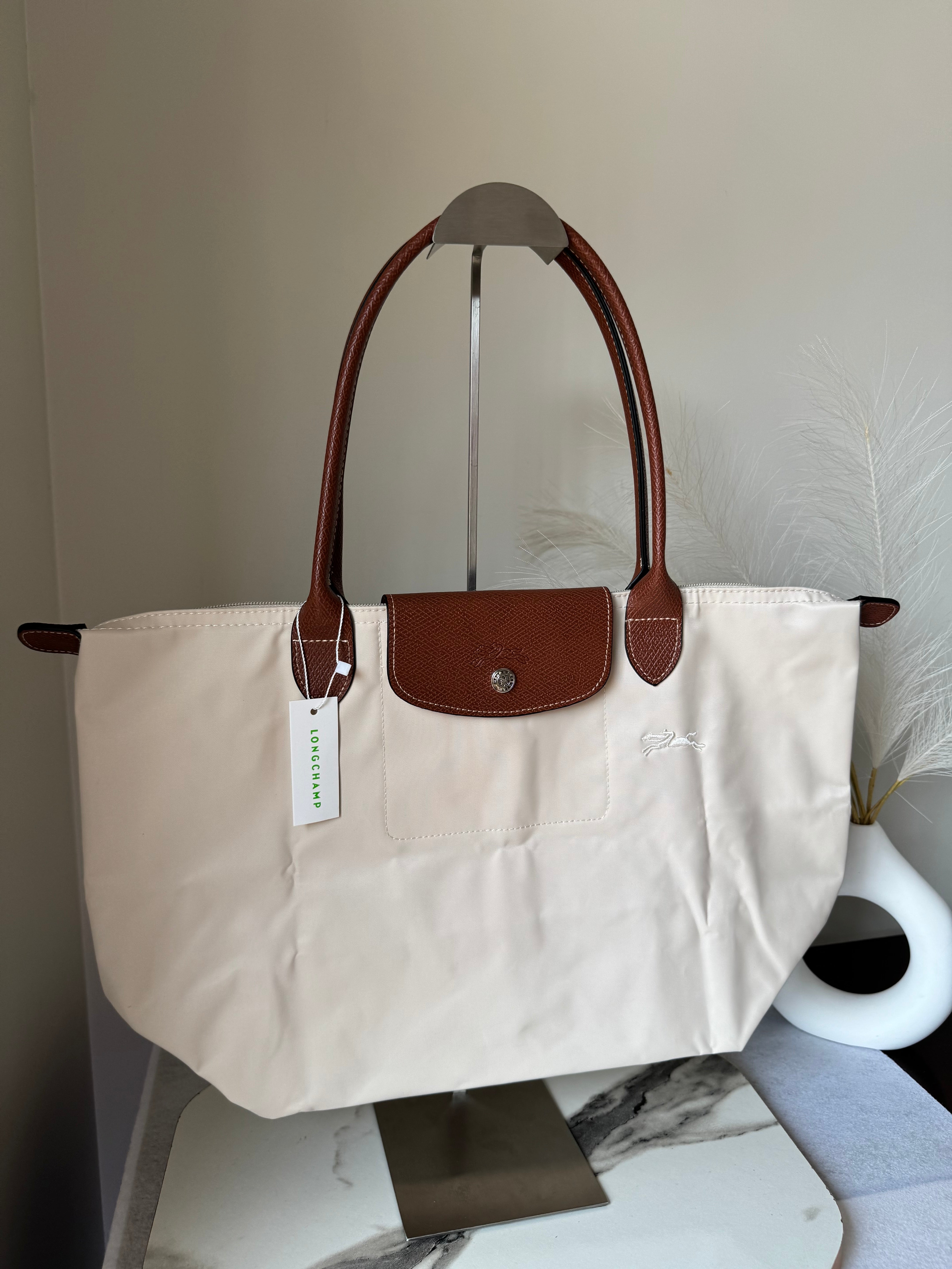 Longchamp Tote LARGE - Paper White (WITH BRAND LOGO)