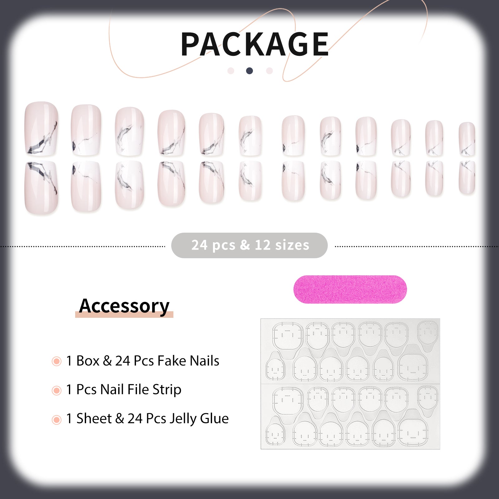 Luna Press On Nails - 24 Pieces Complete Kit