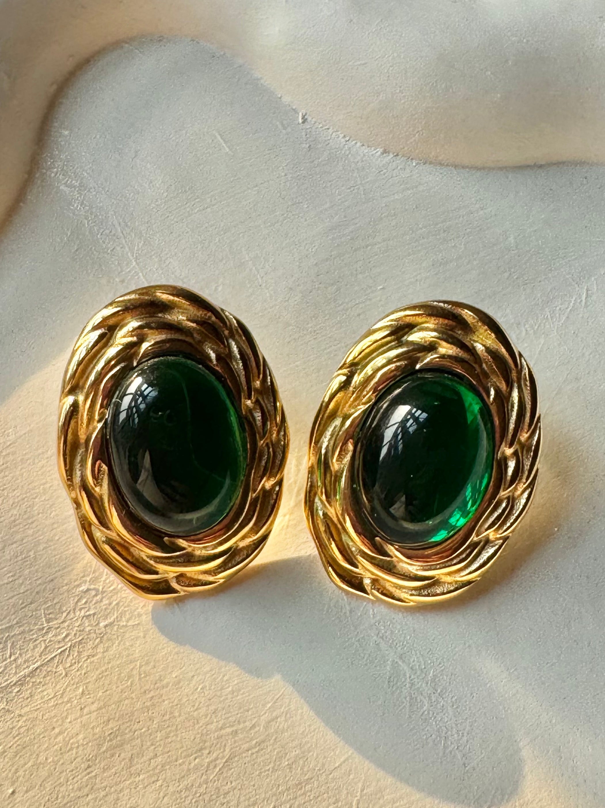 Emerald Ember Studs - 18K Gold Plated