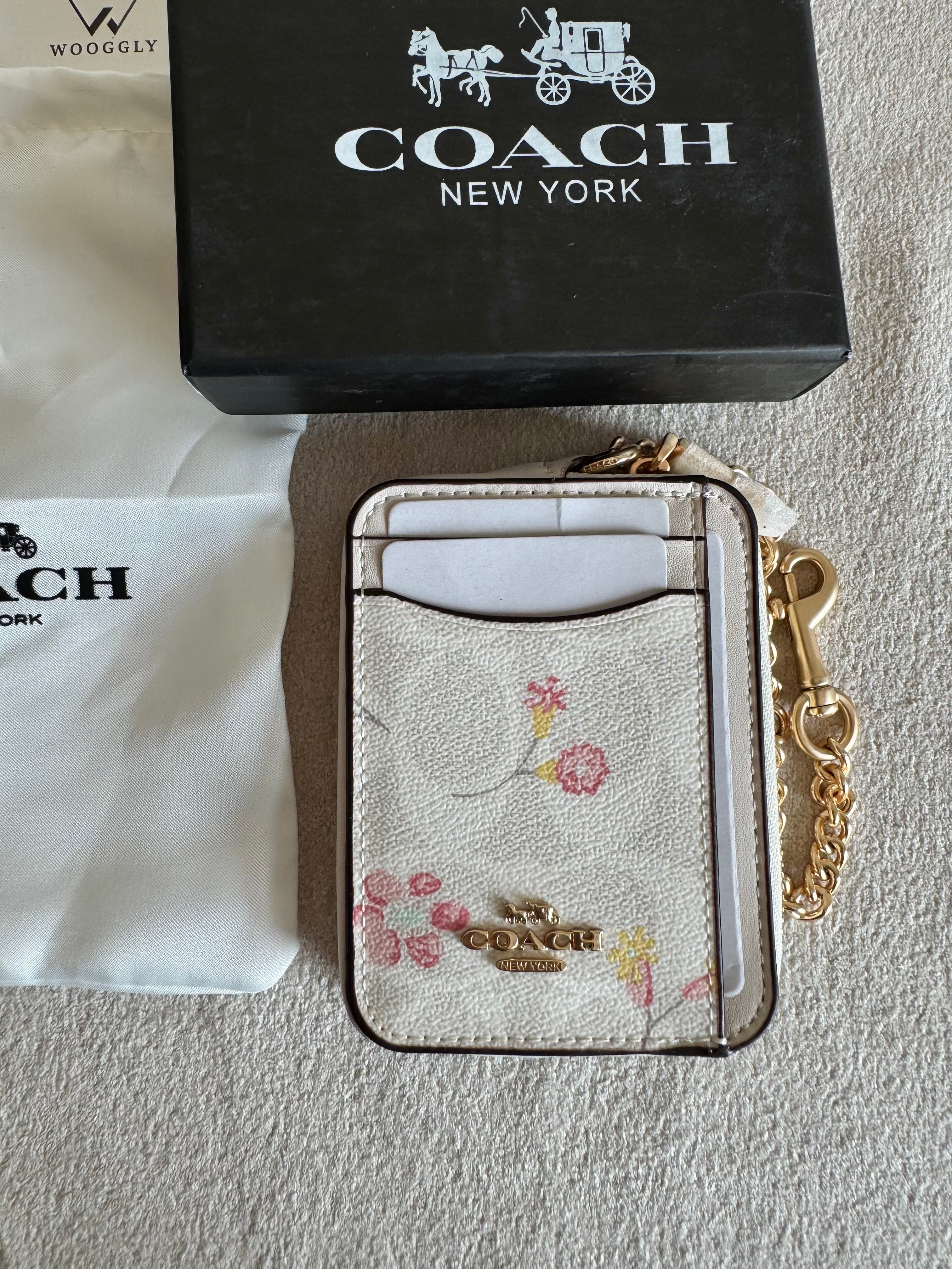 Coach Zip Card Case with Box Packing - Floral Beige