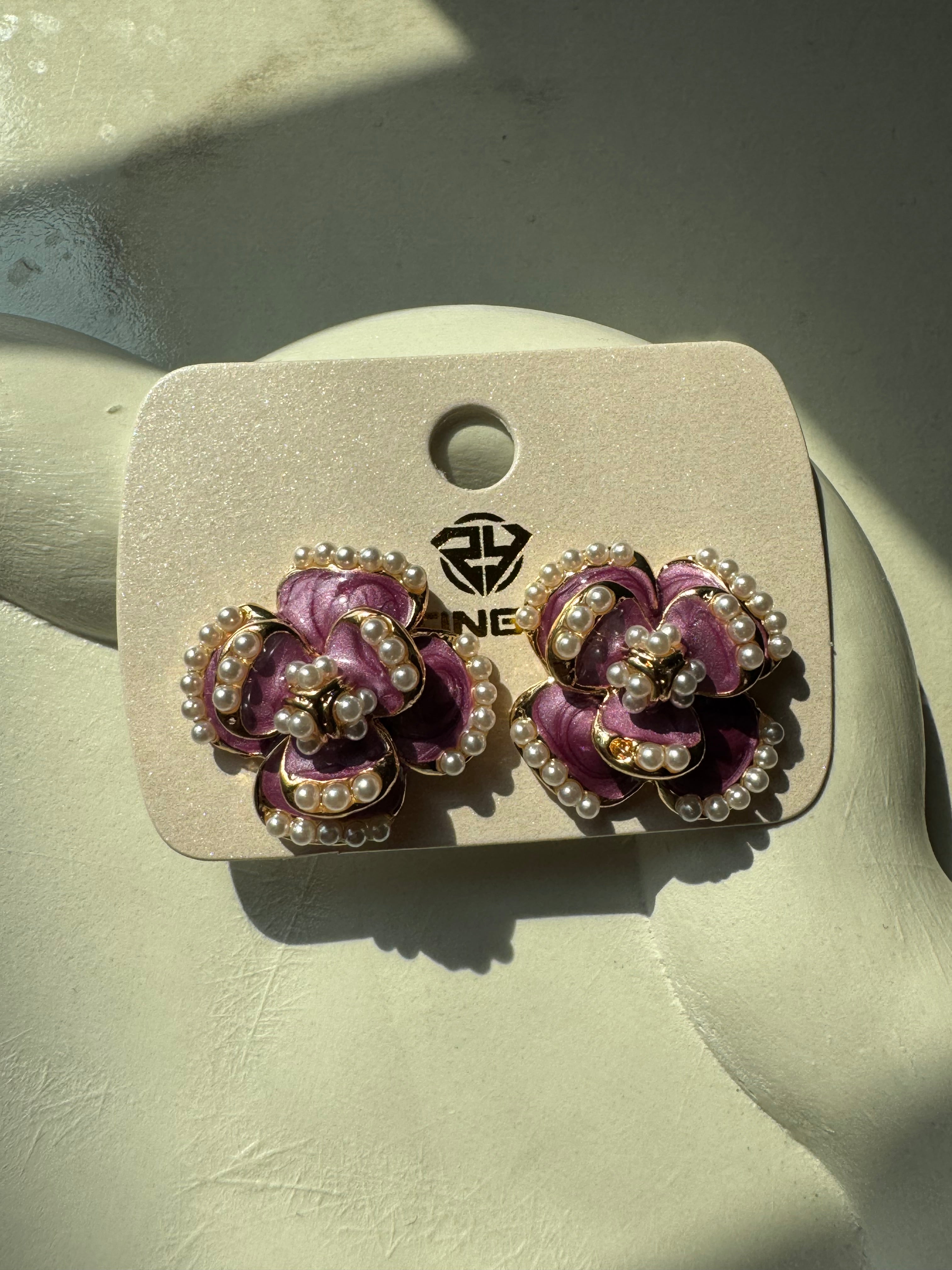 Mauve Lux Floral Earrings