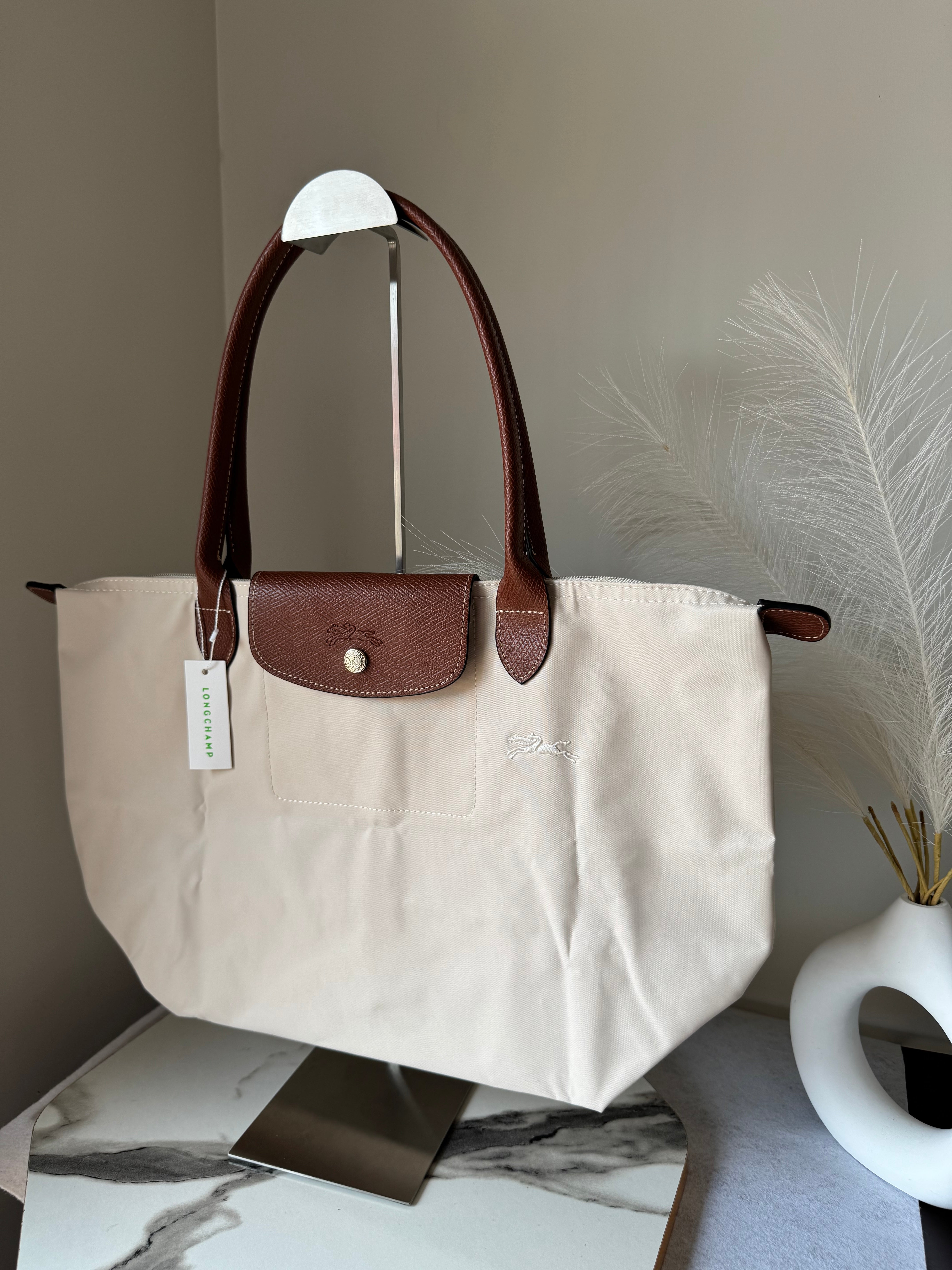 Longchamp Tote LARGE - Paper White (WITH BRAND LOGO)