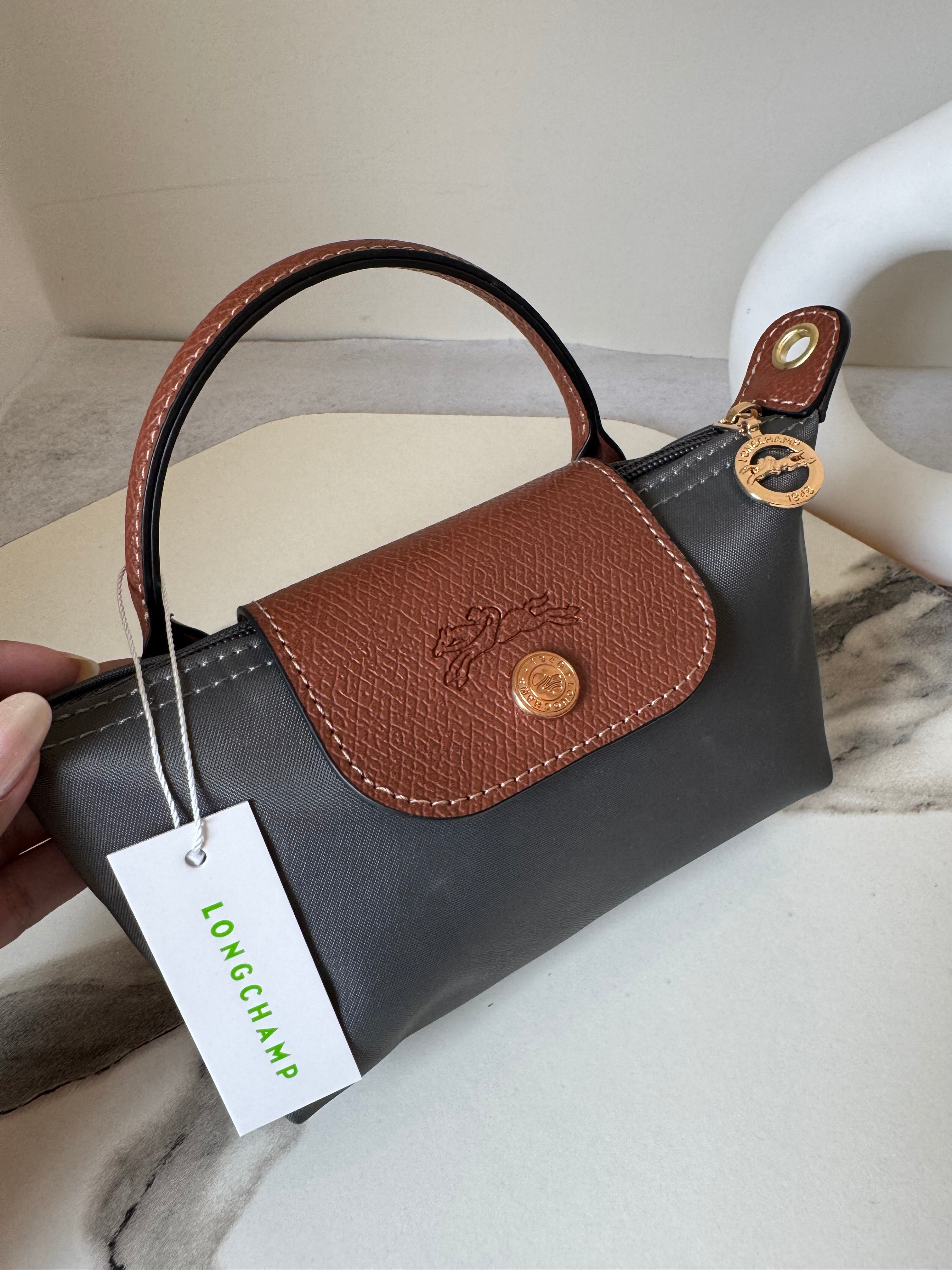 LongChamp Crossbody Bag with Strap - Grey (WITH BRAND LOGO)