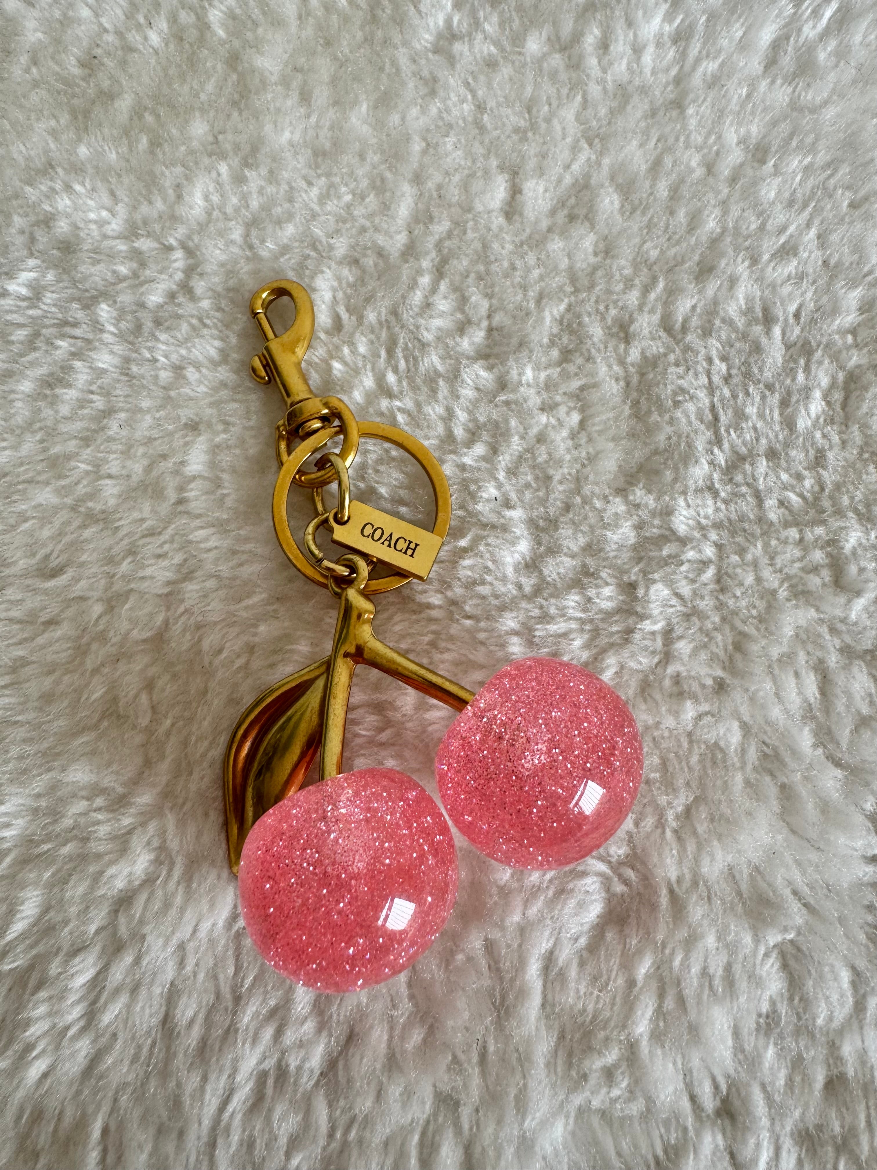 PREMIUM Coach Branded Cherry Bag Charm (PINK)