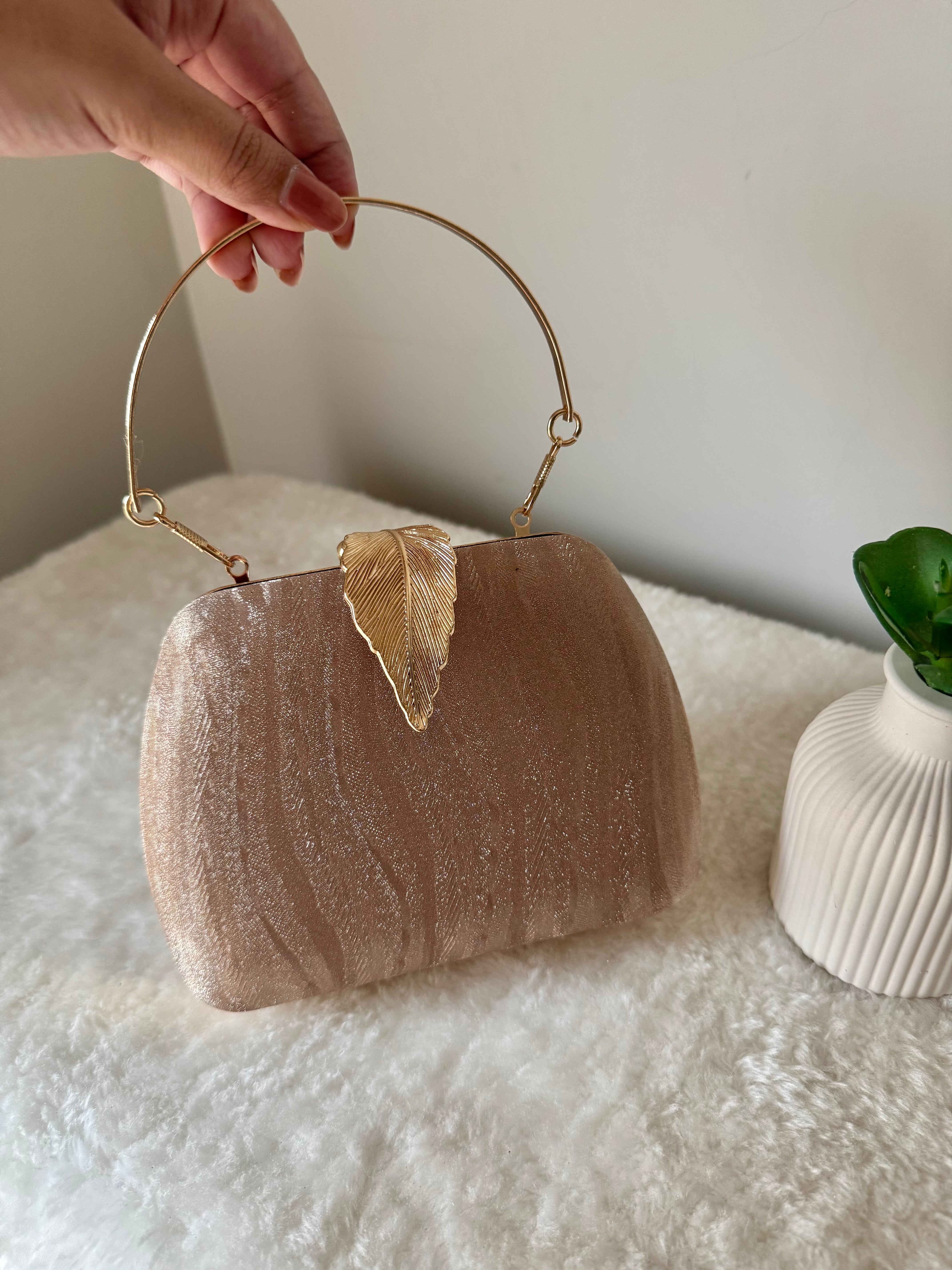 Crystal Charm Clutch - Rose Gold