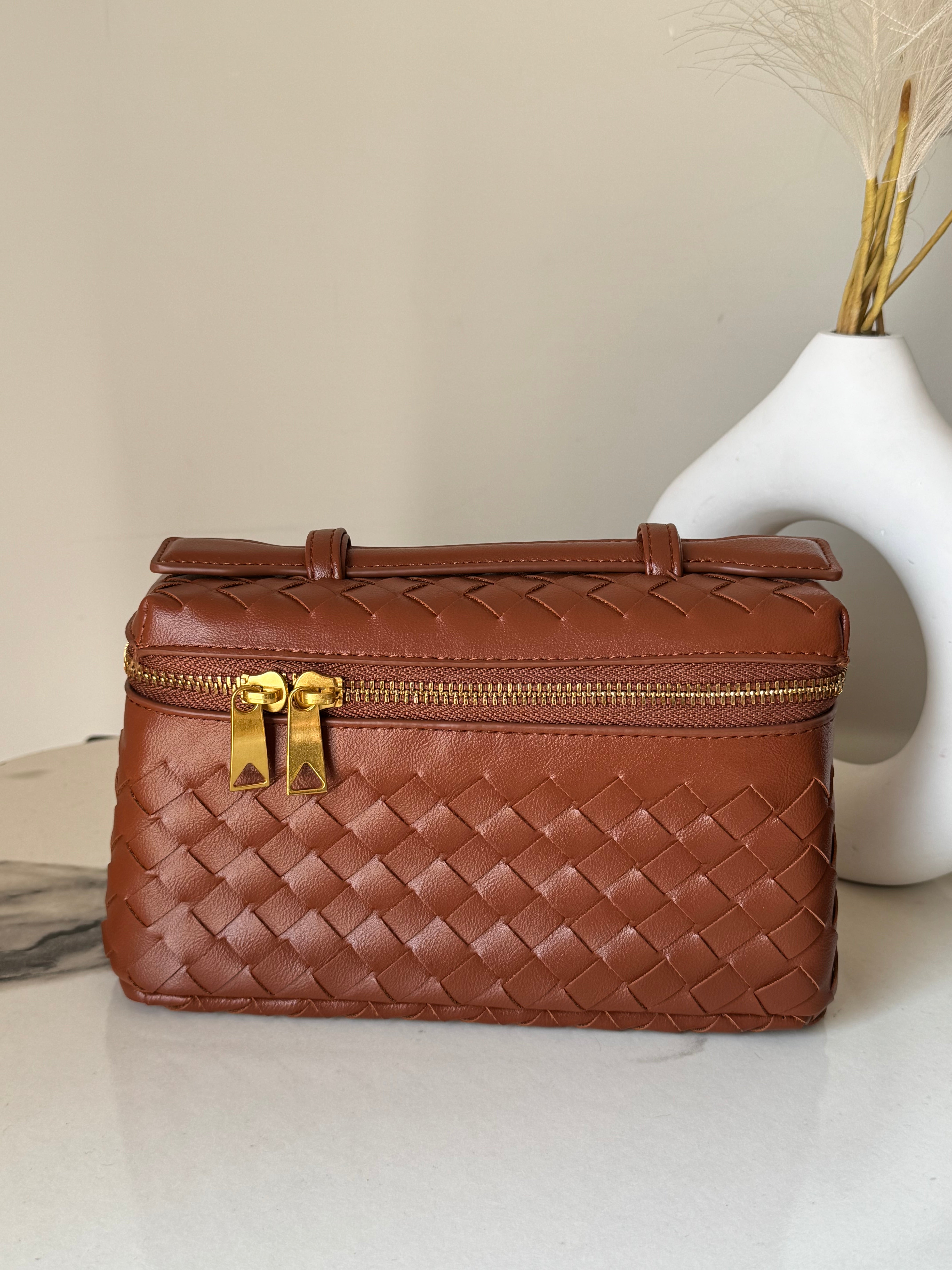 JW Pie Woven Bag with Long Strap (Brown)