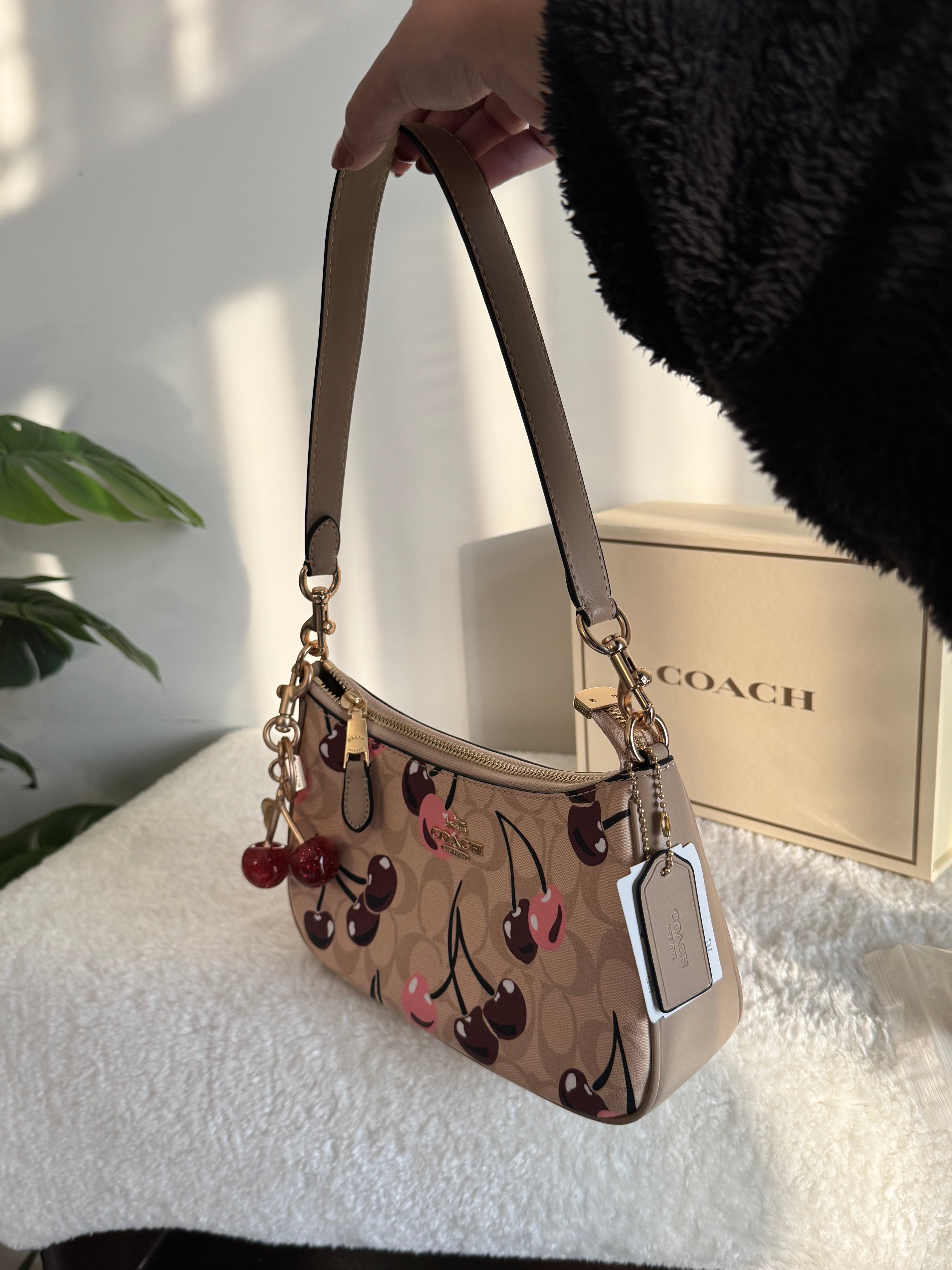 COACH TERI PREMIUM with Coach Cherry Charm (Beige Cherry) - BOX PACKING
