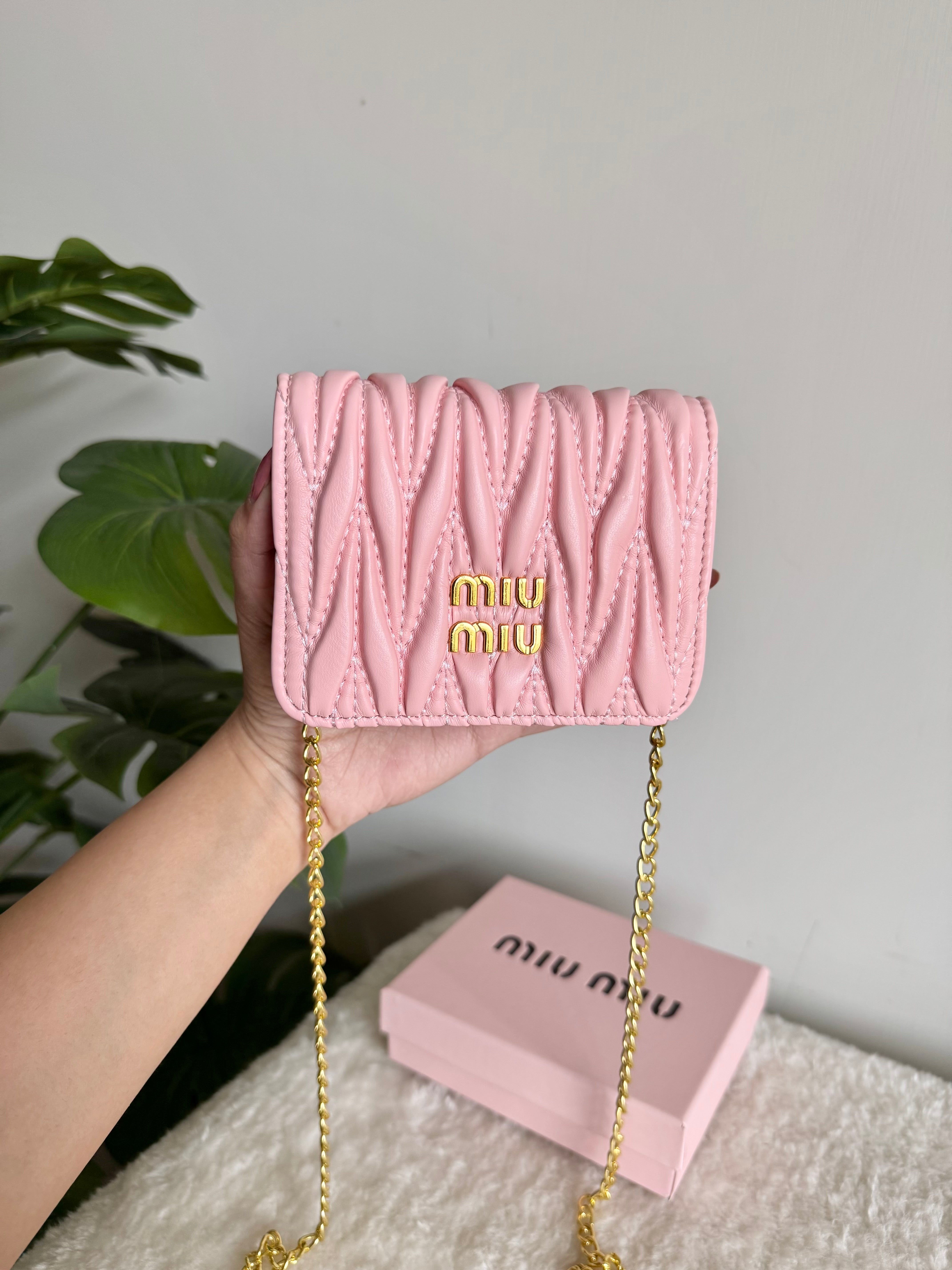 Miu Miu Wallet with Detachable Chain - Baby Pink