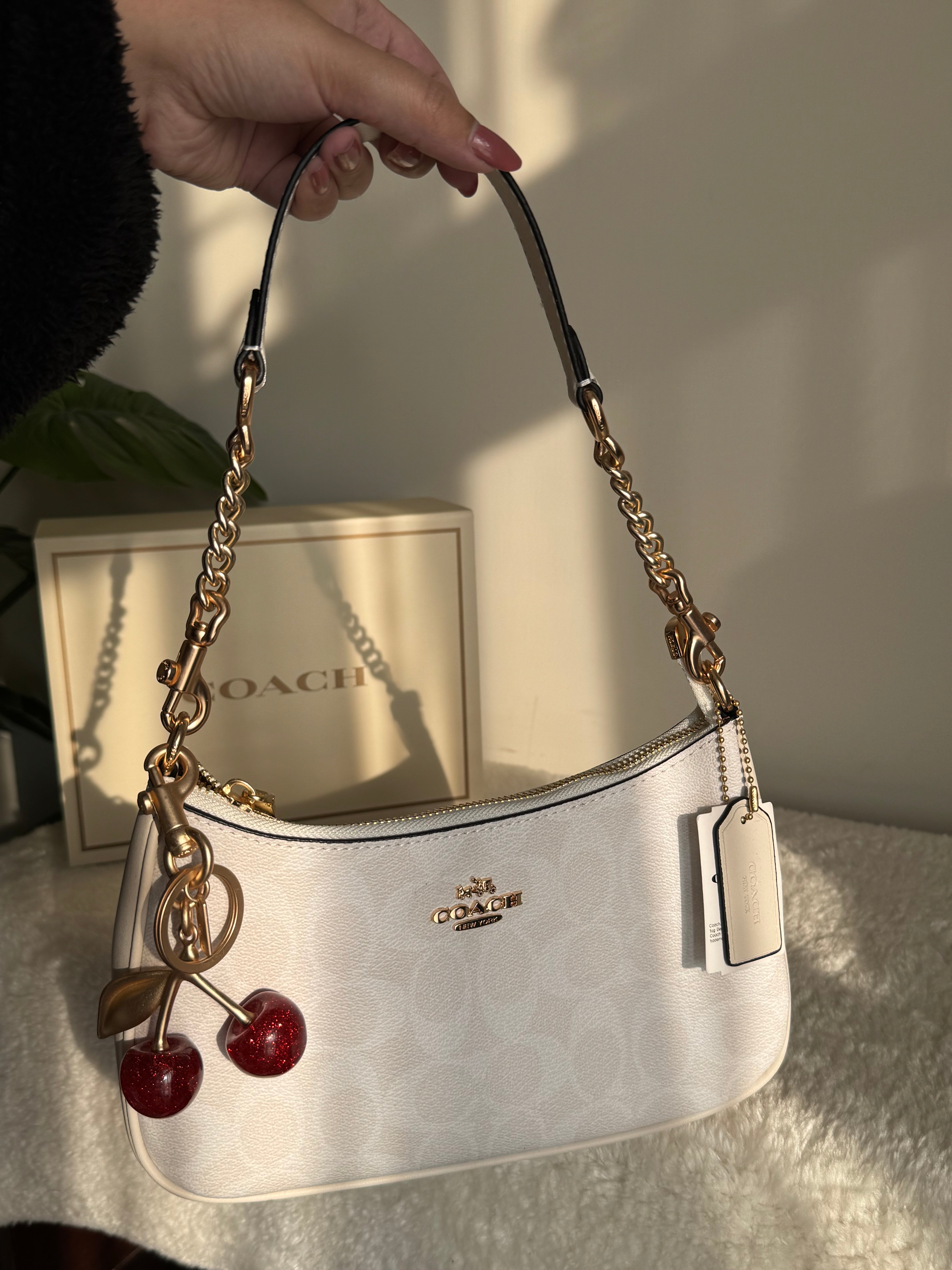 COACH TERI PREMIUM with Coach Cherry Charm (White) - BOX PACKING