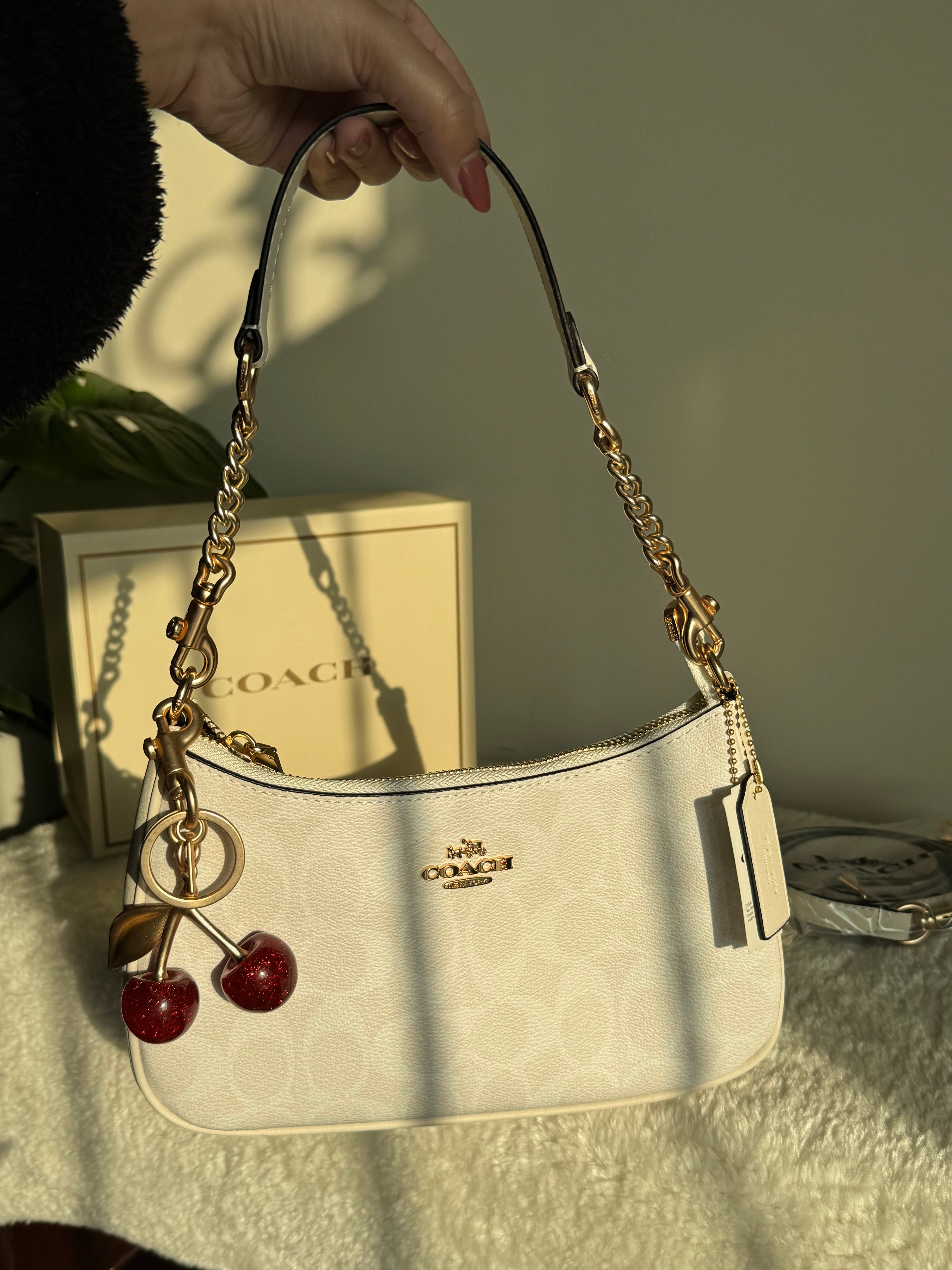 COACH TERI PREMIUM with Coach Cherry Charm (White) - BOX PACKING