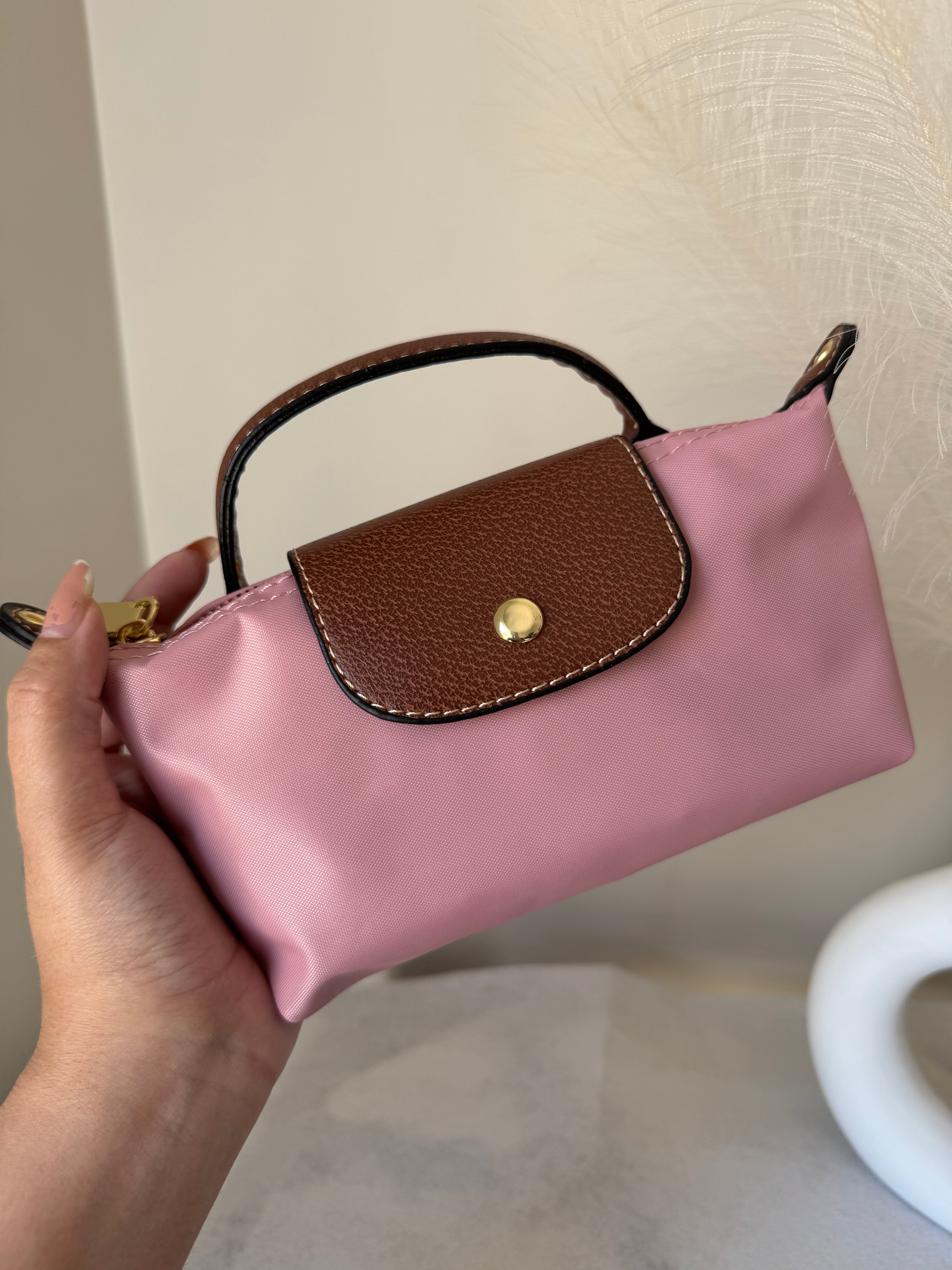 Longchamp Crossbody Bag with Strap - Small Marshmallow Pink (NO LOGO)