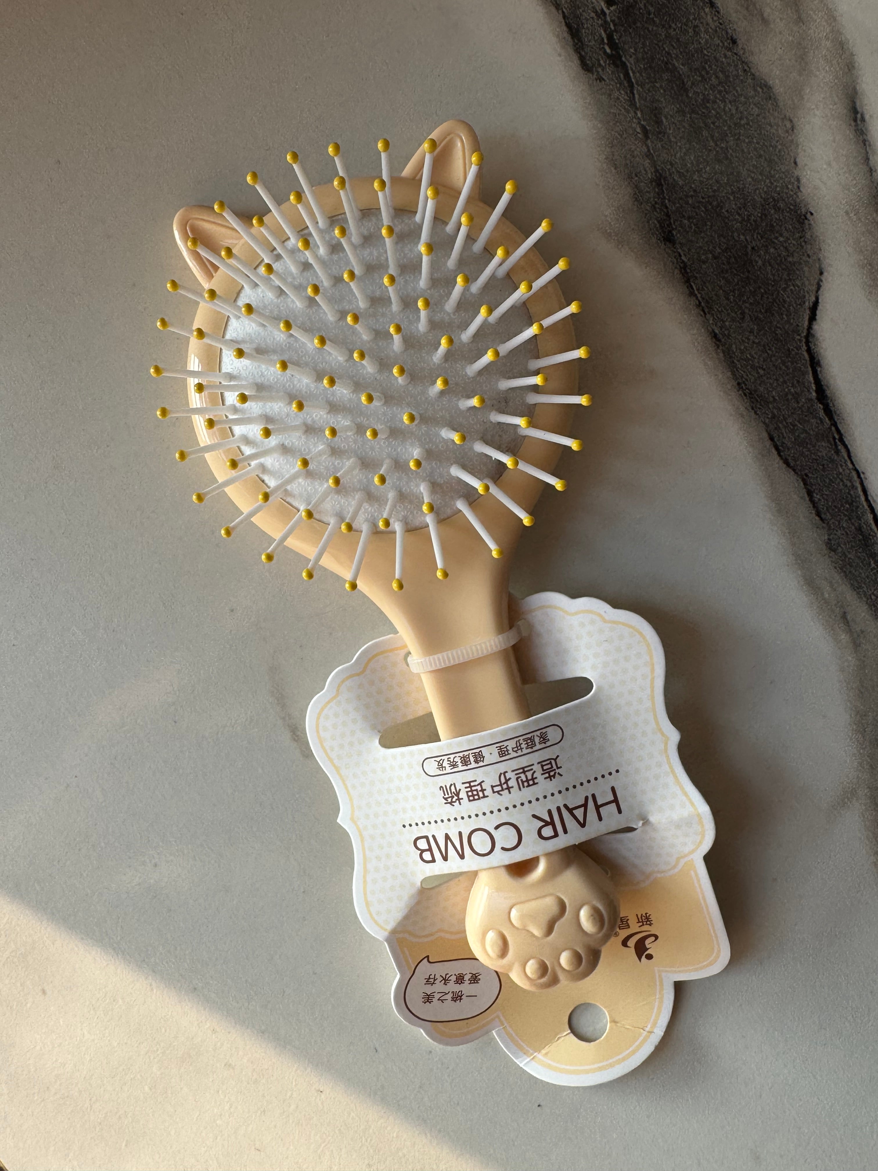 Kids Softest Teddy Shape Hair Brush with Mirror (Milky)