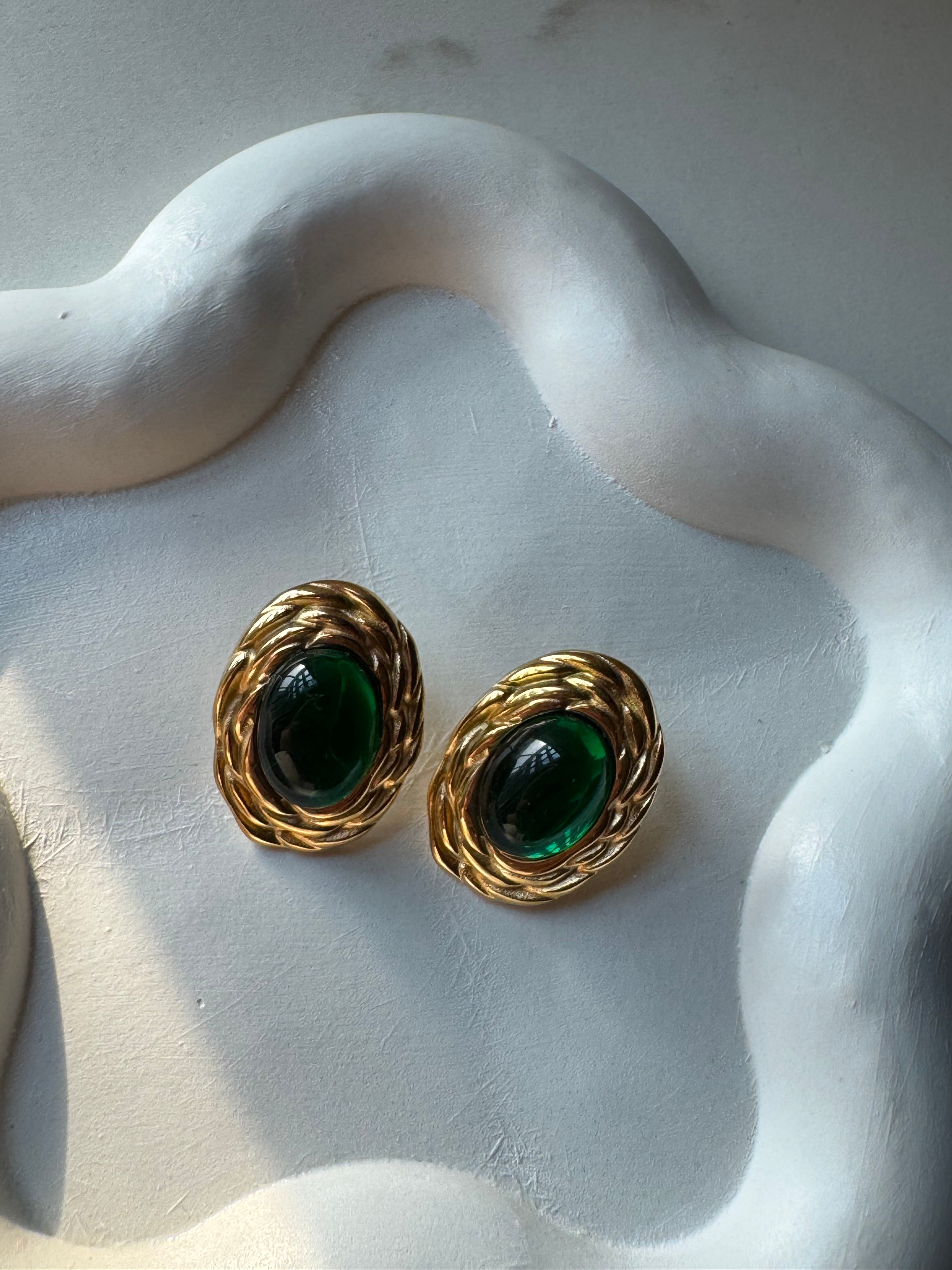 Emerald Ember Studs - 18K Gold Plated