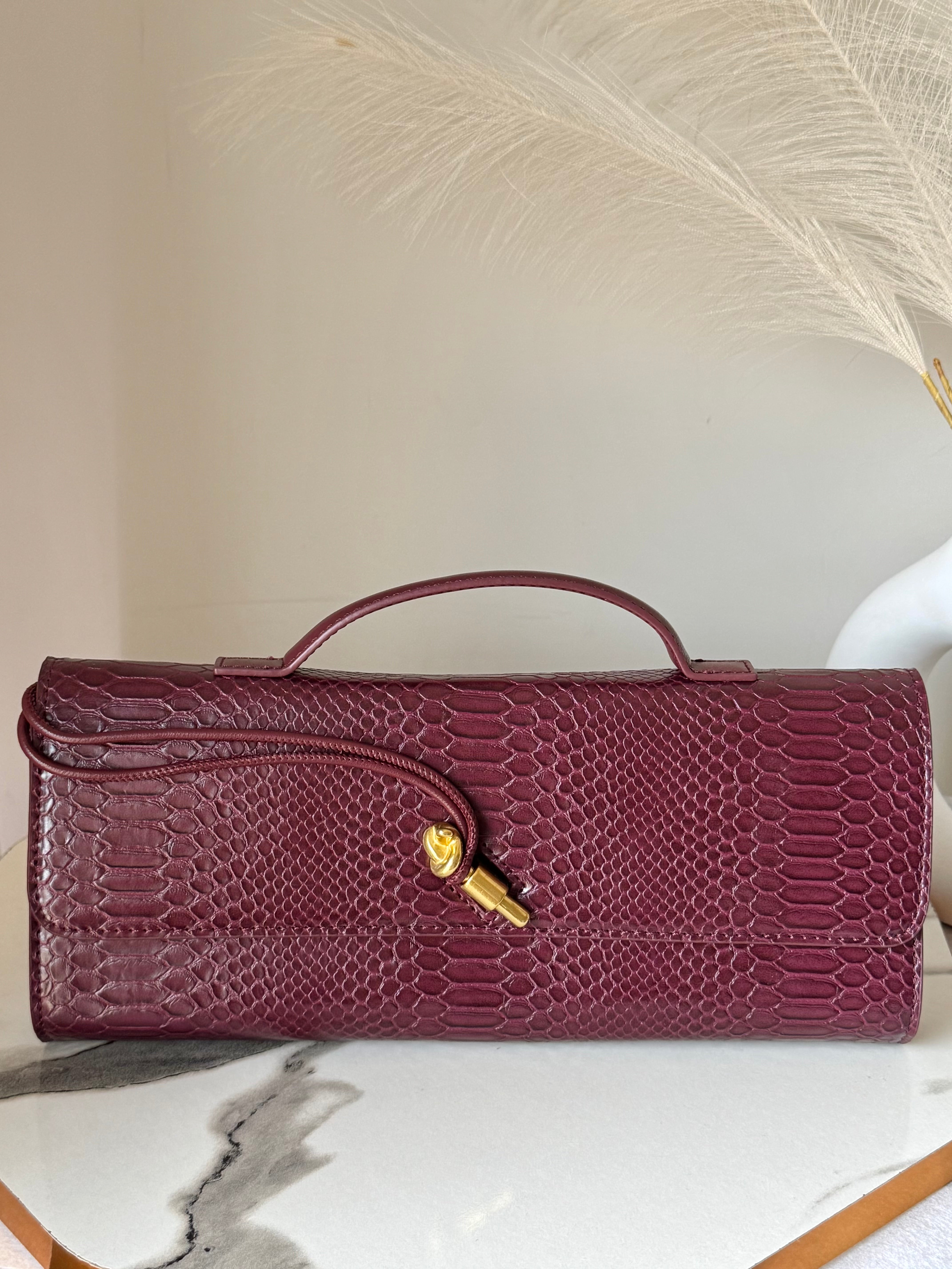 Bottega Veneta Inspired Clutch (Burgandy)