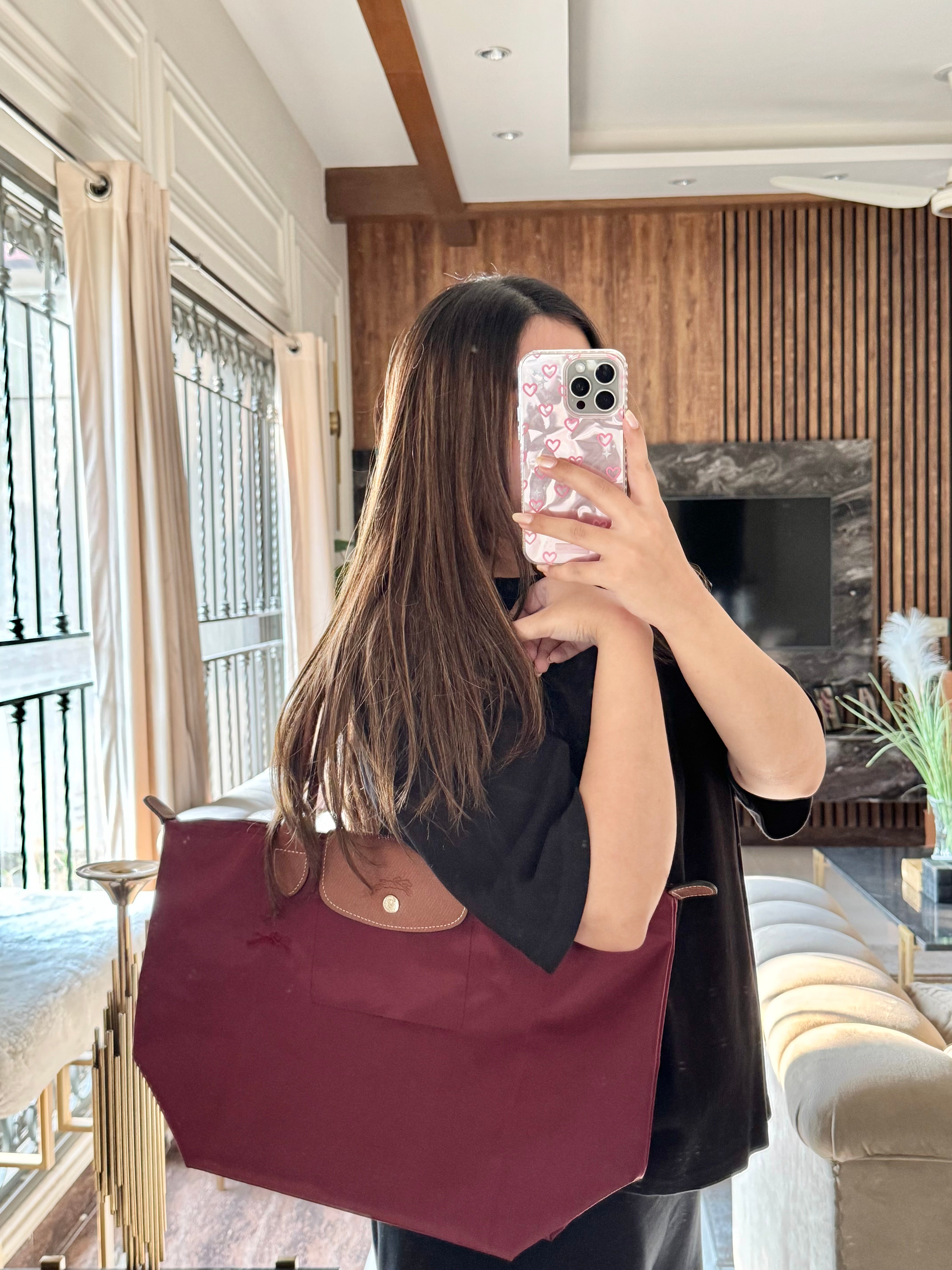 Longchamp Tote LARGE - Wine Red (WITH BRAND LOGO)