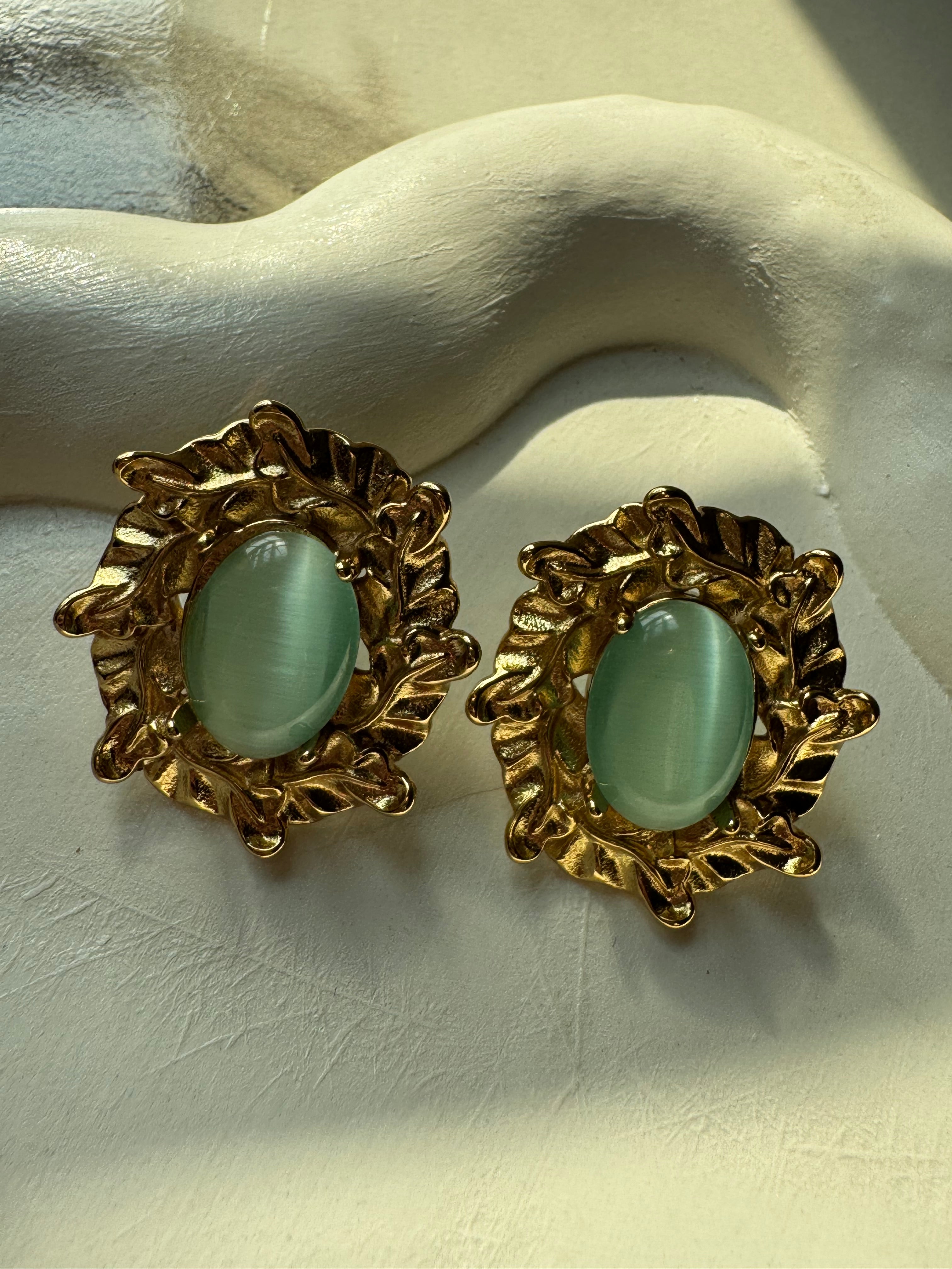 Seagreen Gold Studs