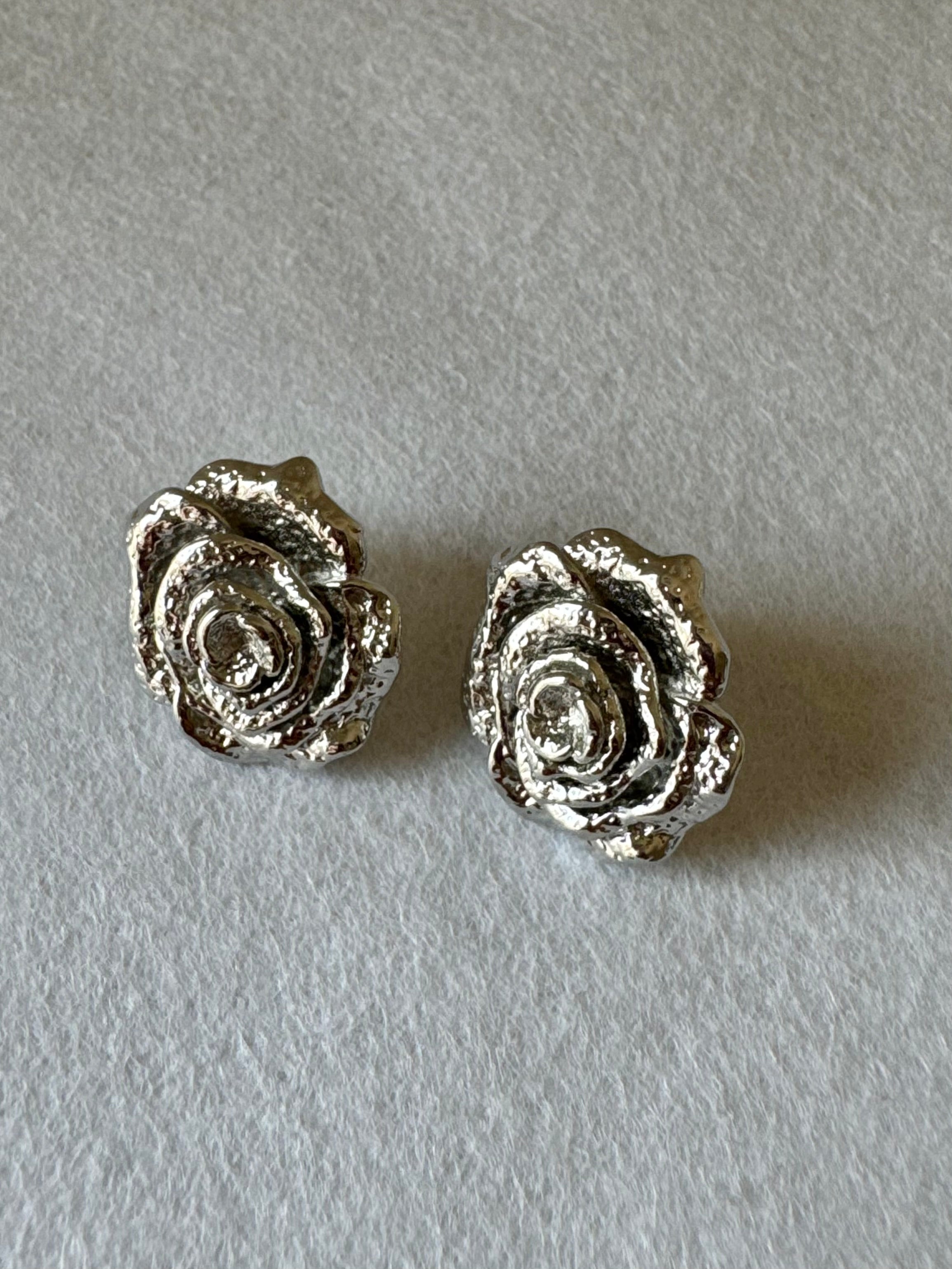 Silver Rose Studs