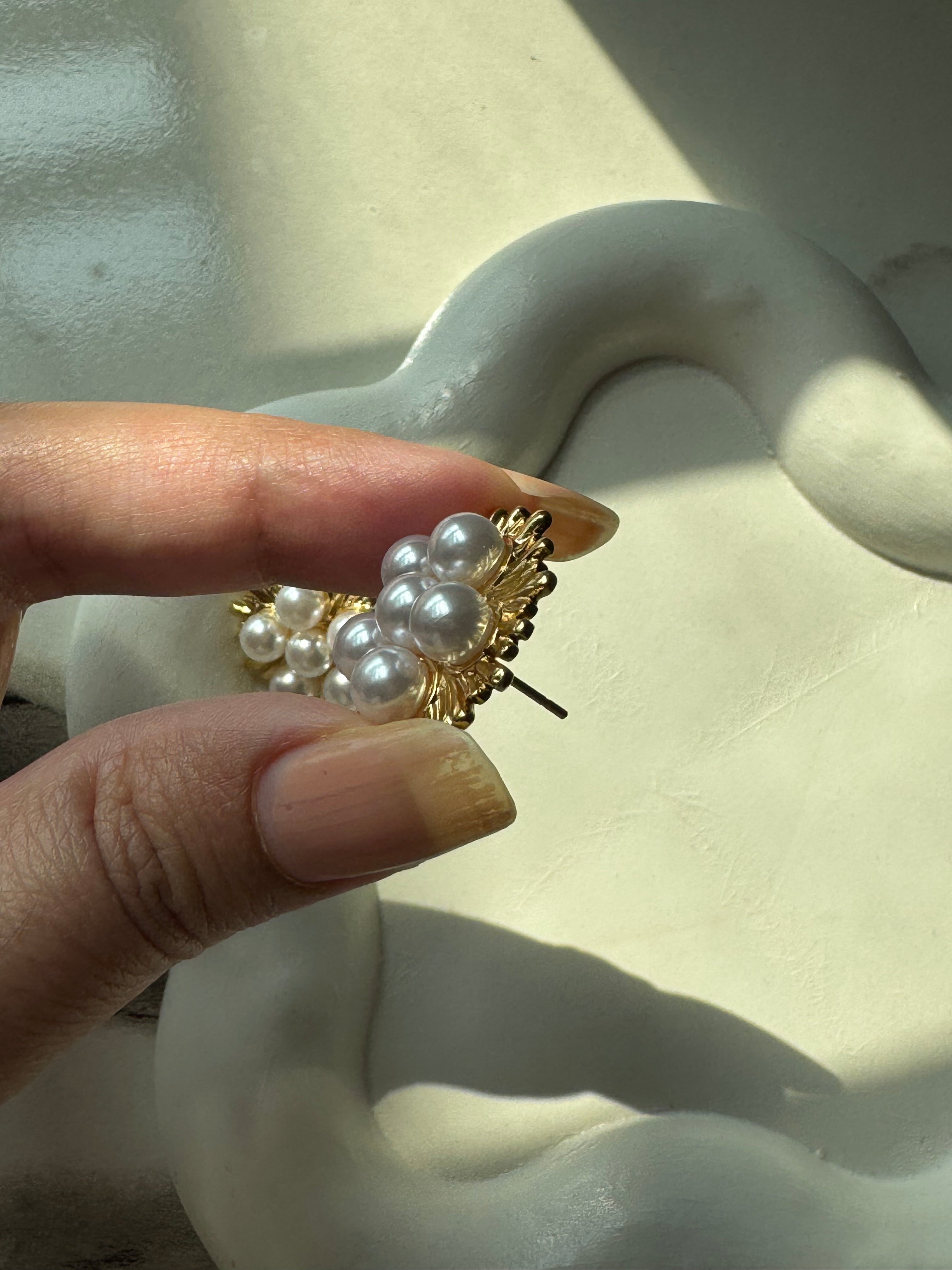Pearl Rosette Studs - 18K Gold Plated