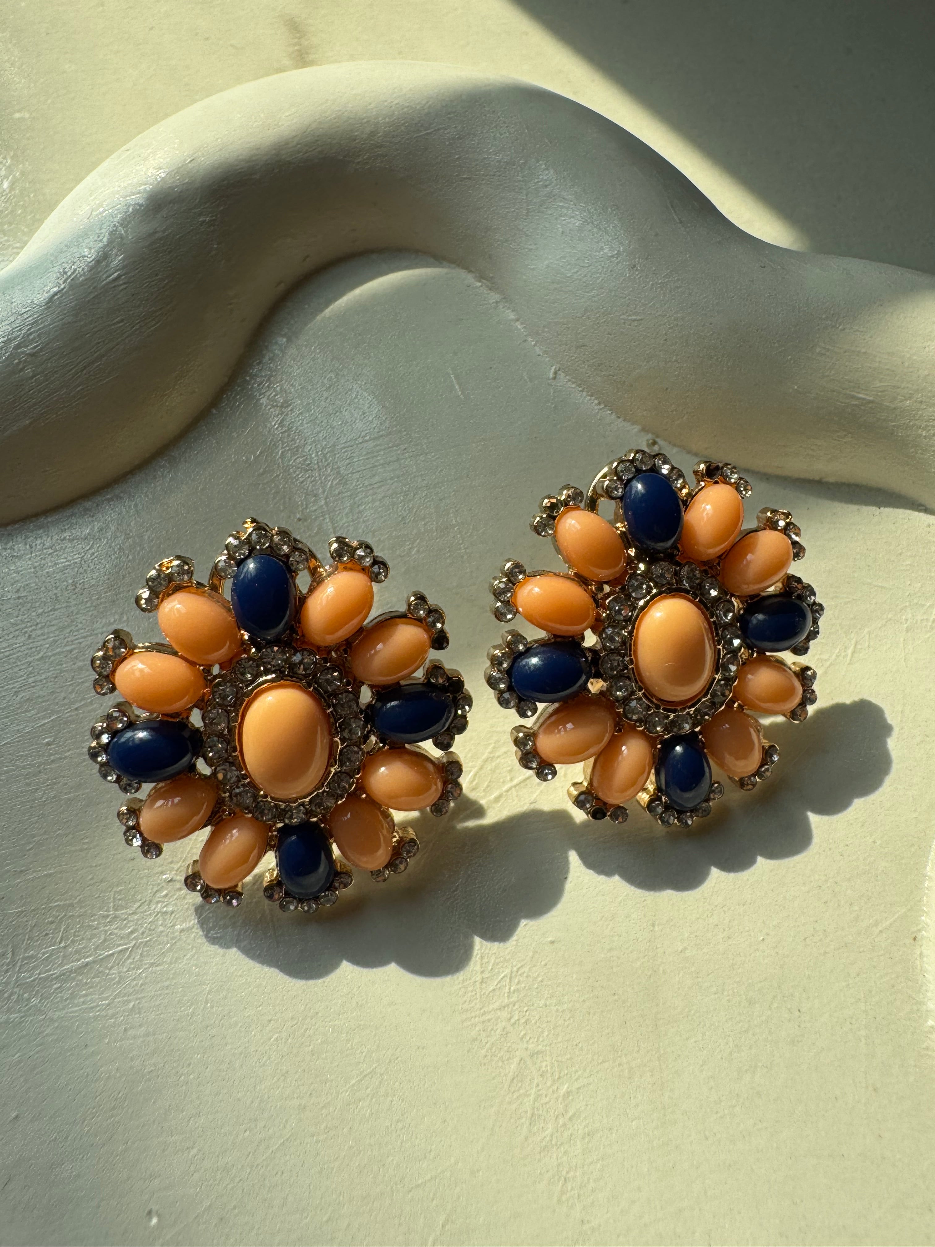 Viva Vibrance Earrings - Peach Deep Blue