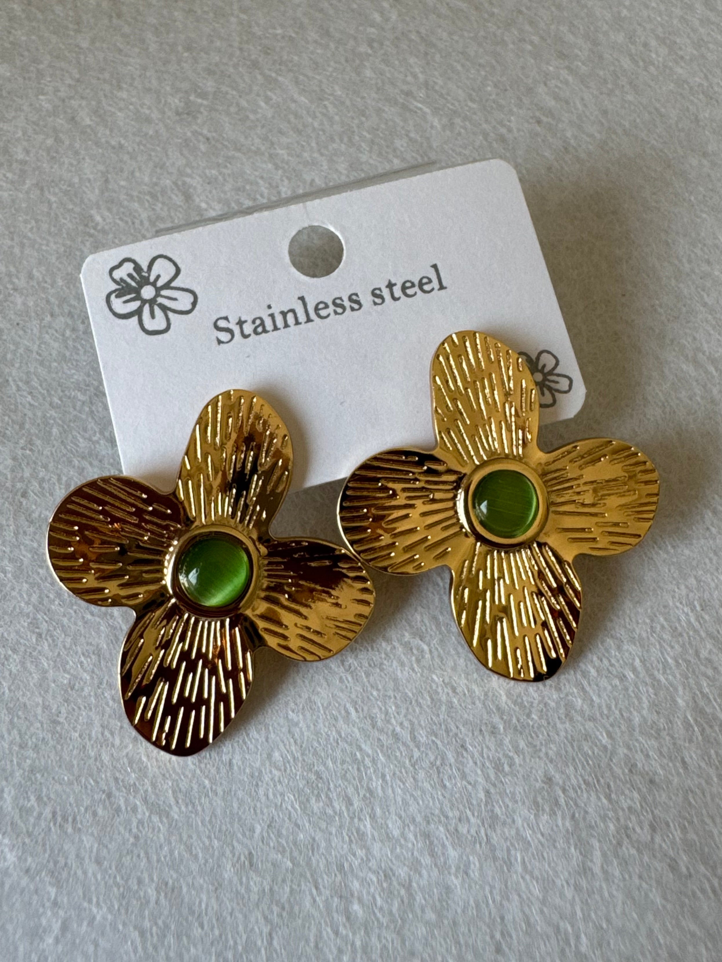 Green Lime & Gold Statement Earrings