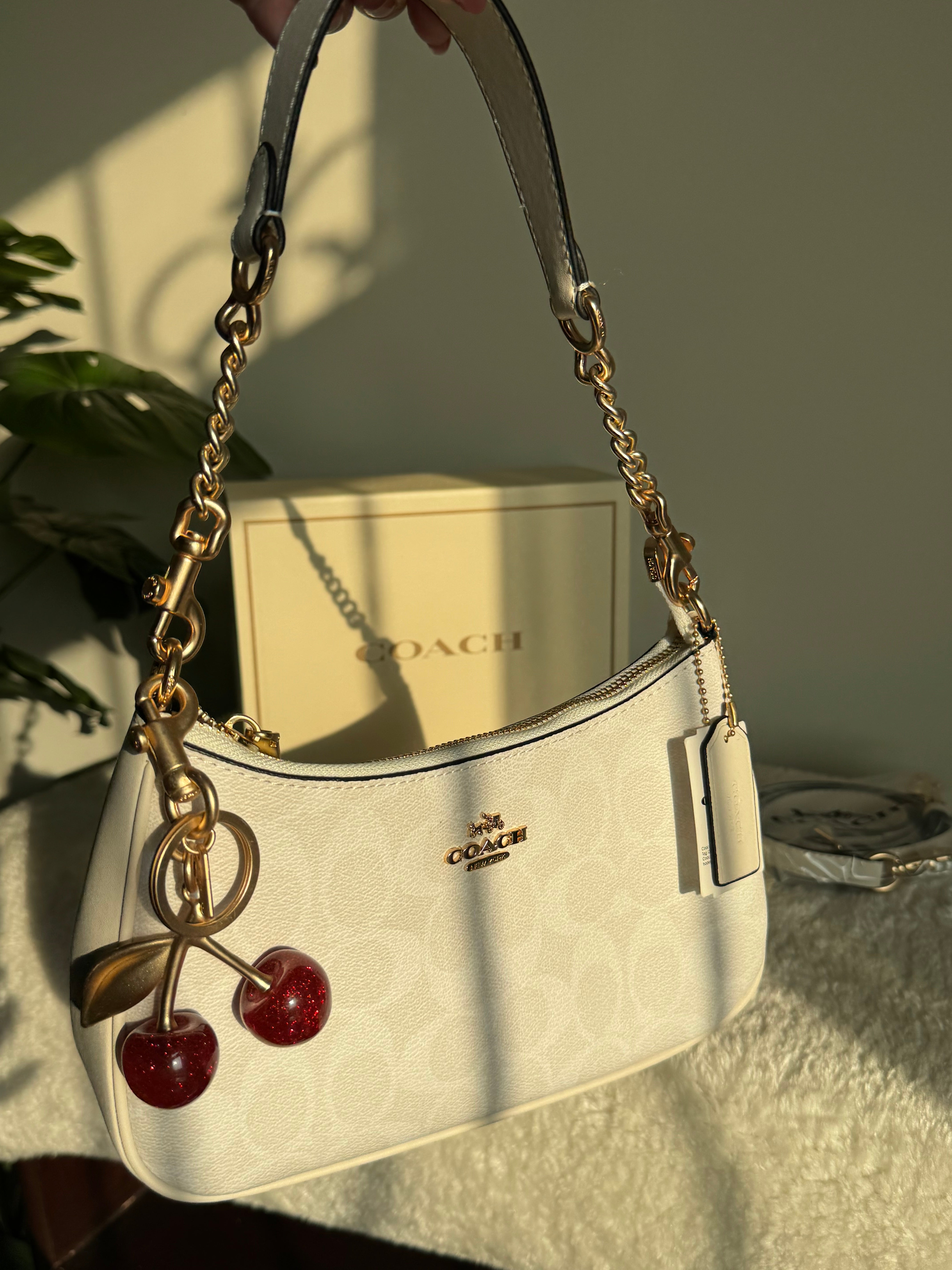 COACH TERI PREMIUM with Coach Cherry Charm (White) - BOX PACKING