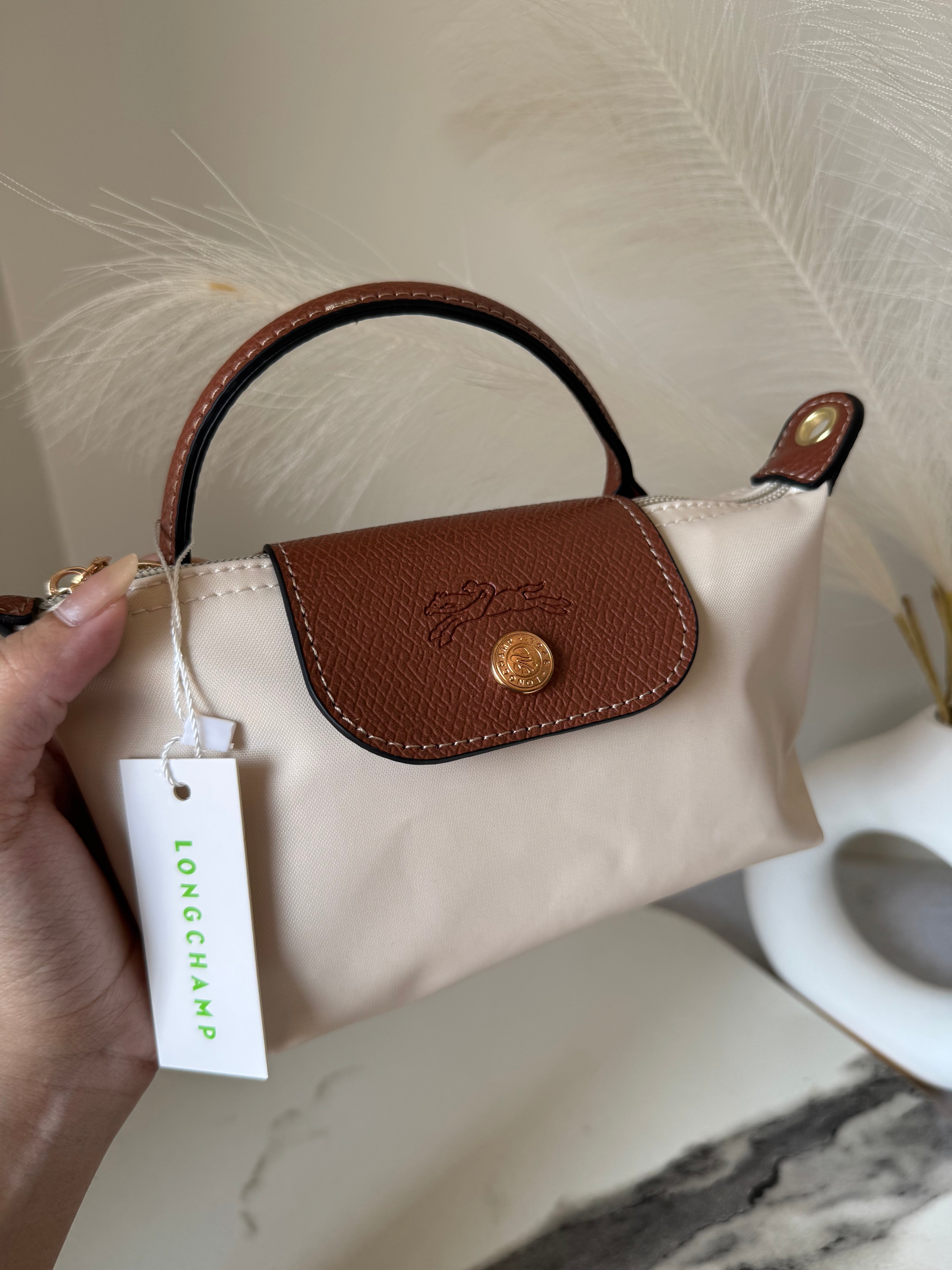 LongChamp Crossbody Bag with Strap - Paper White (WITH BRAND LOGO)