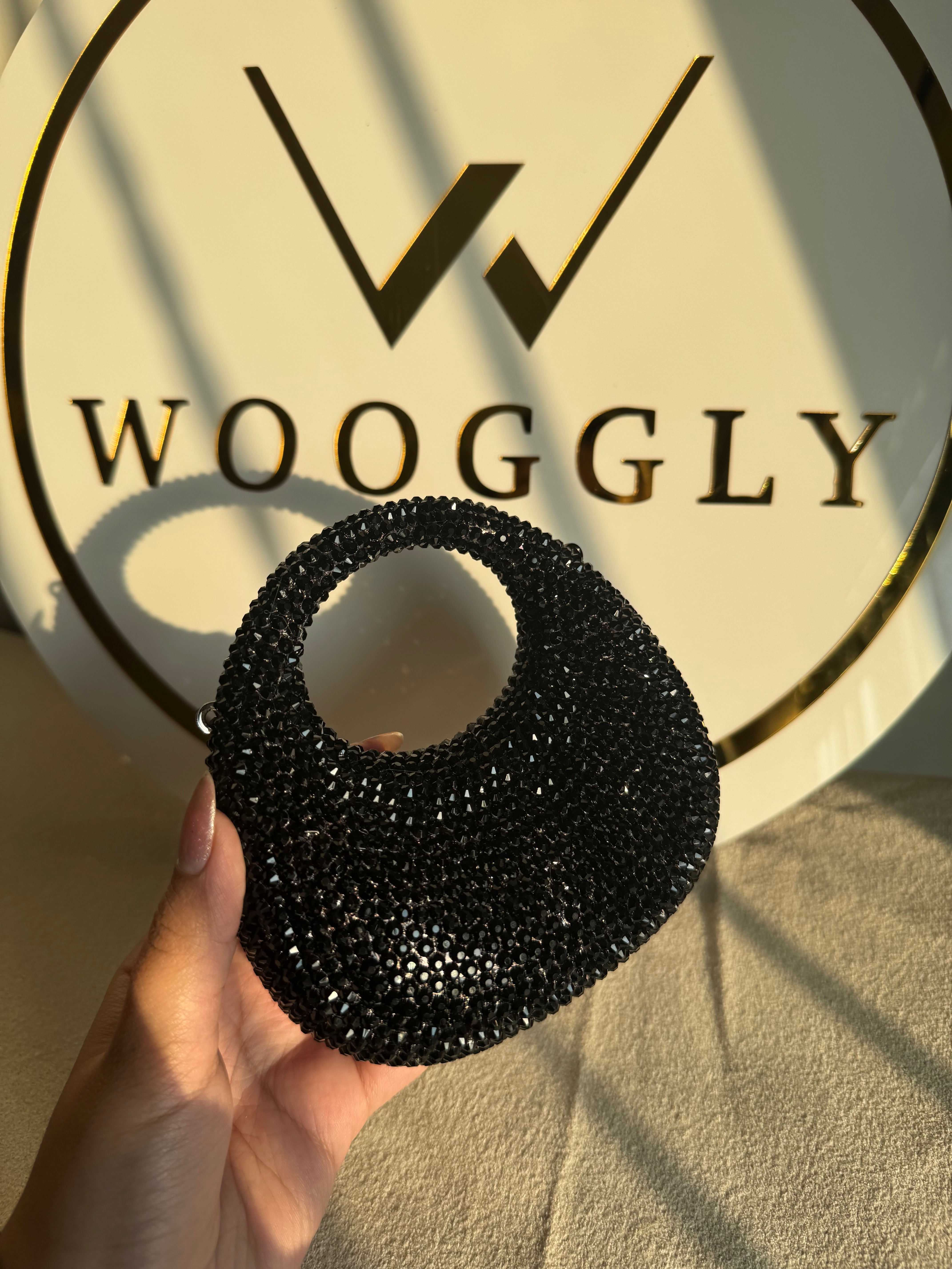 Viral Swarovski Metallic Clutch - Mini Black