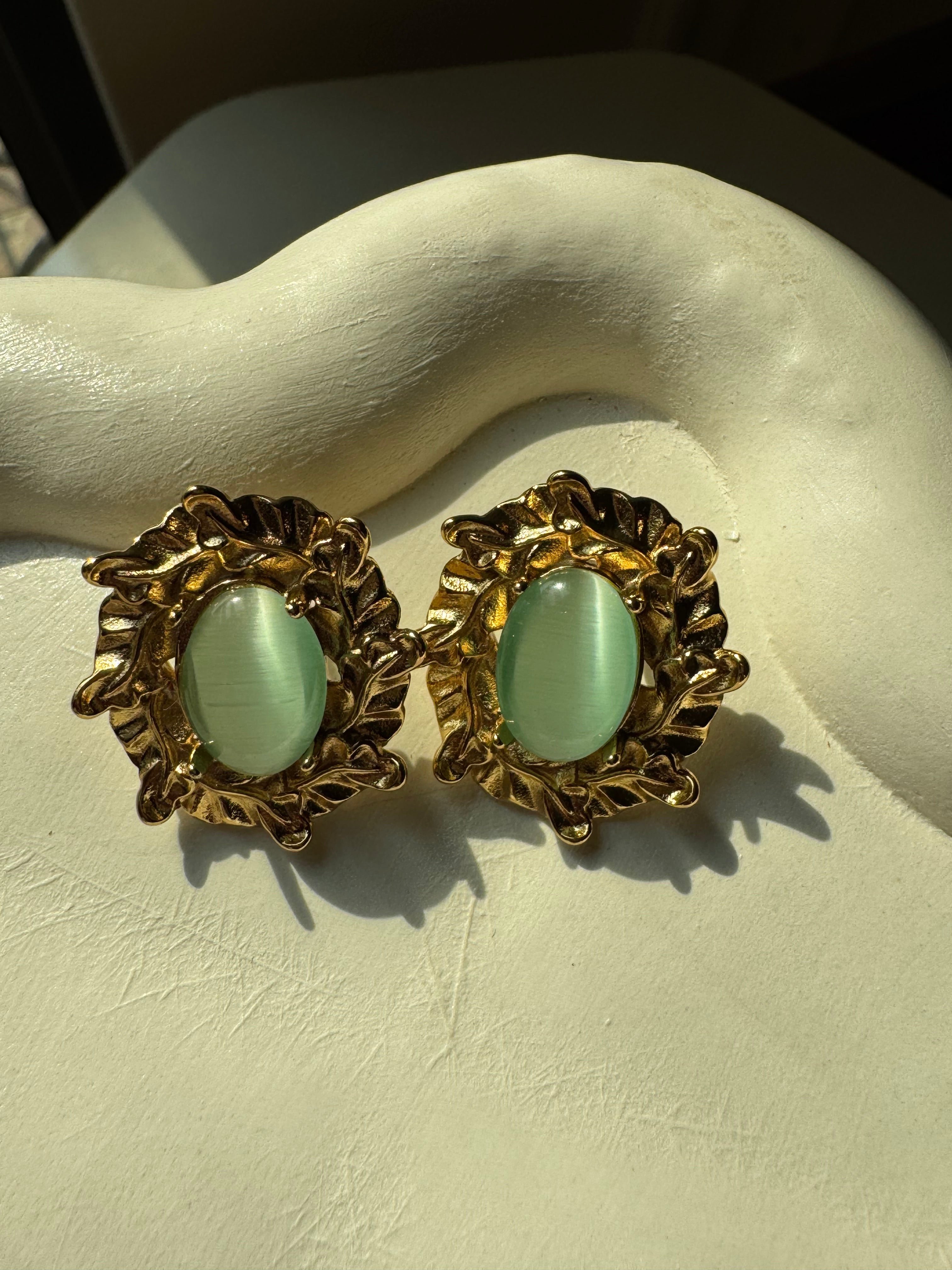 Seagreen Gold Studs