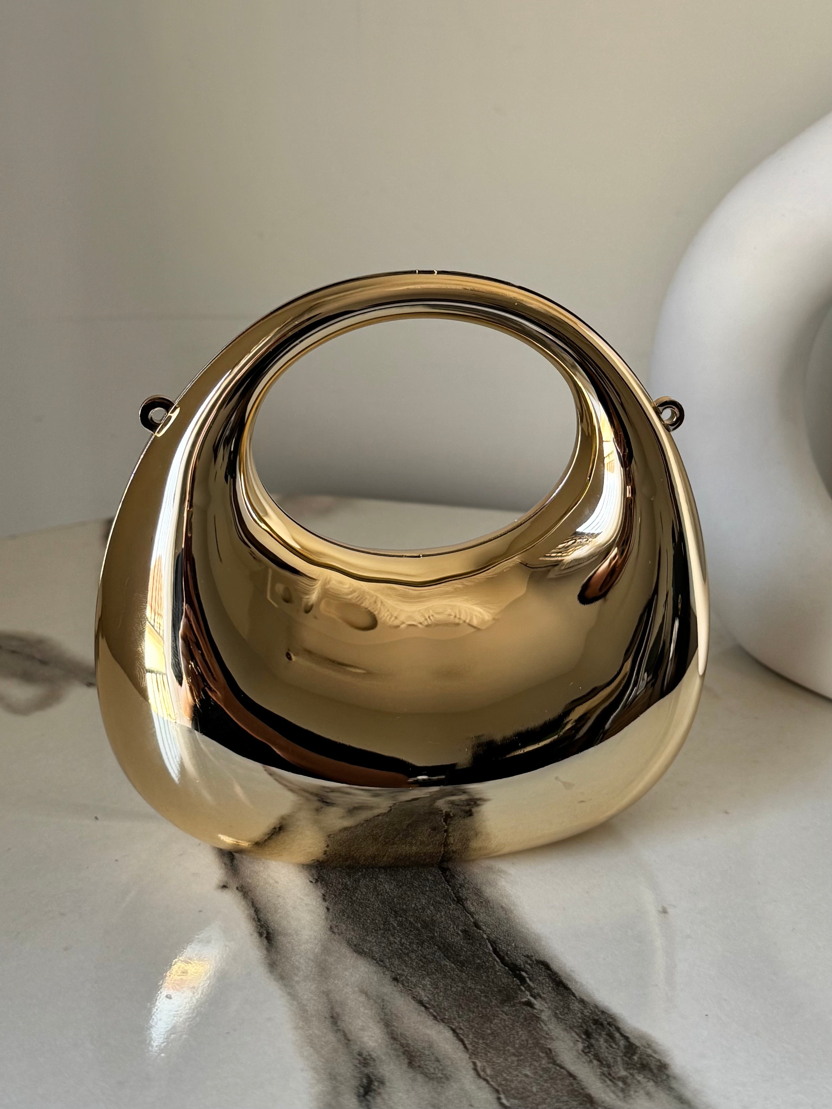 Viral Metallic Clutch with Chain - Mini Gold