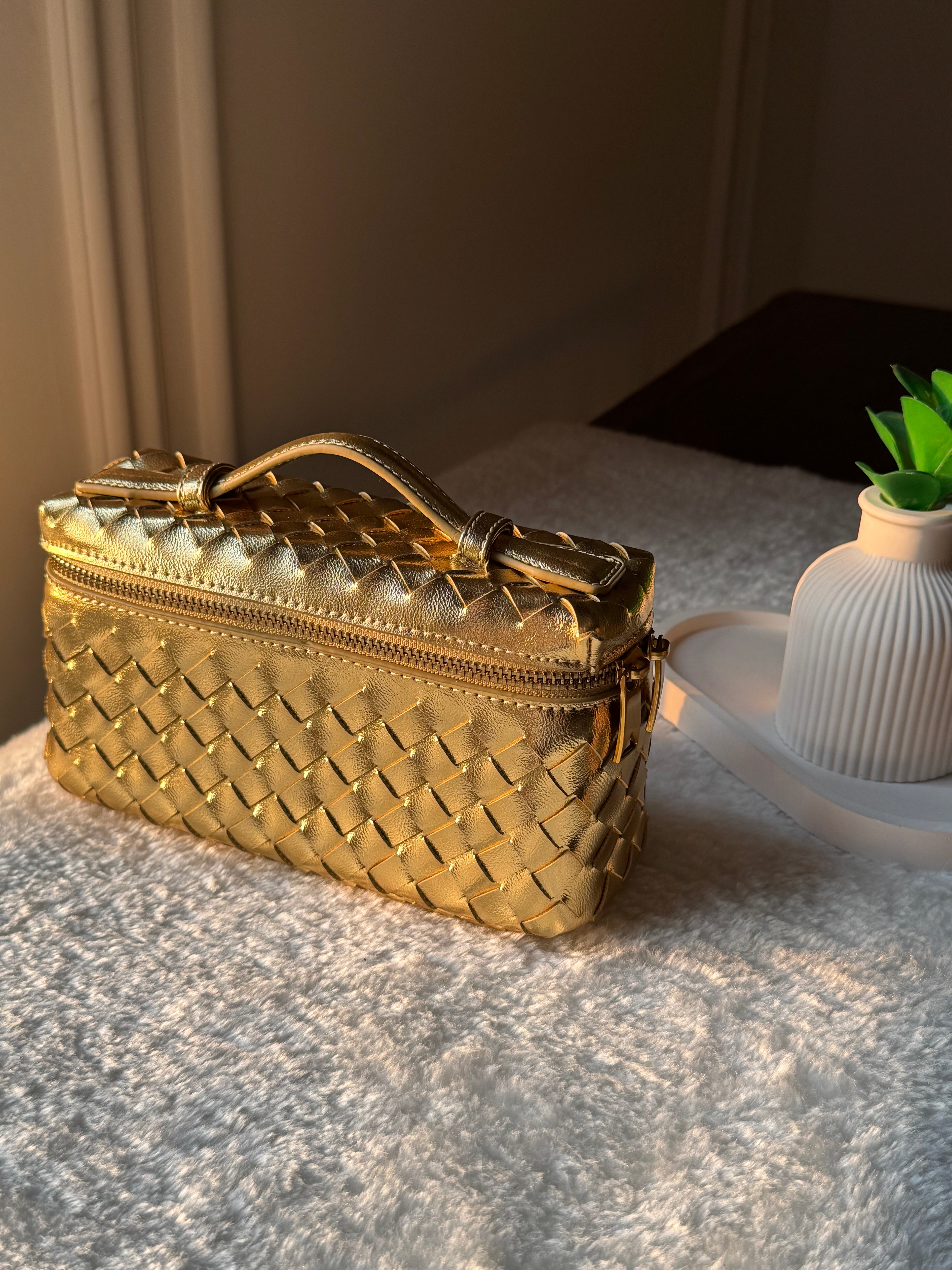 JW Pie Woven Bag with Long Strap (Gold)