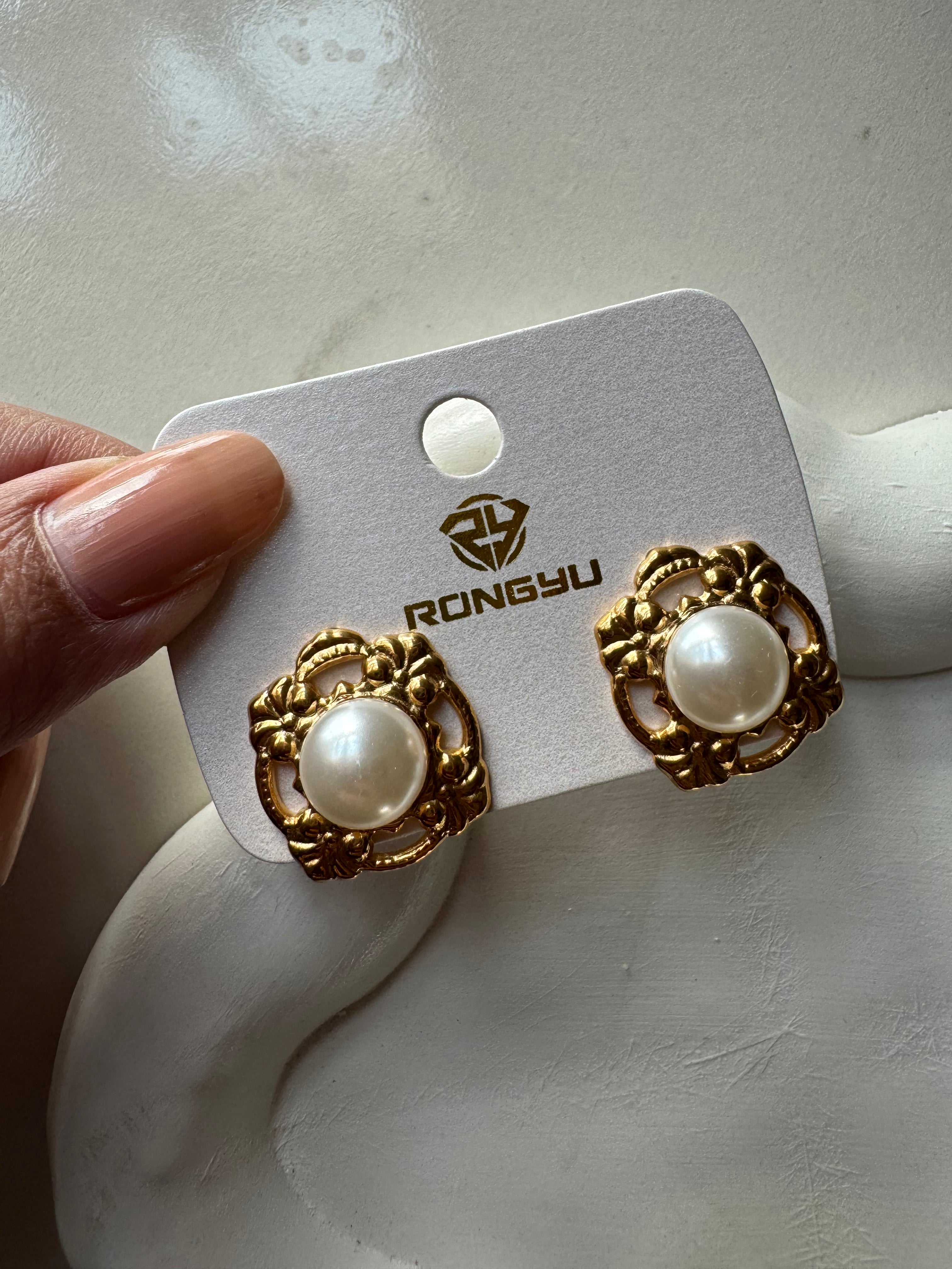 Moonlit Pearl Studs