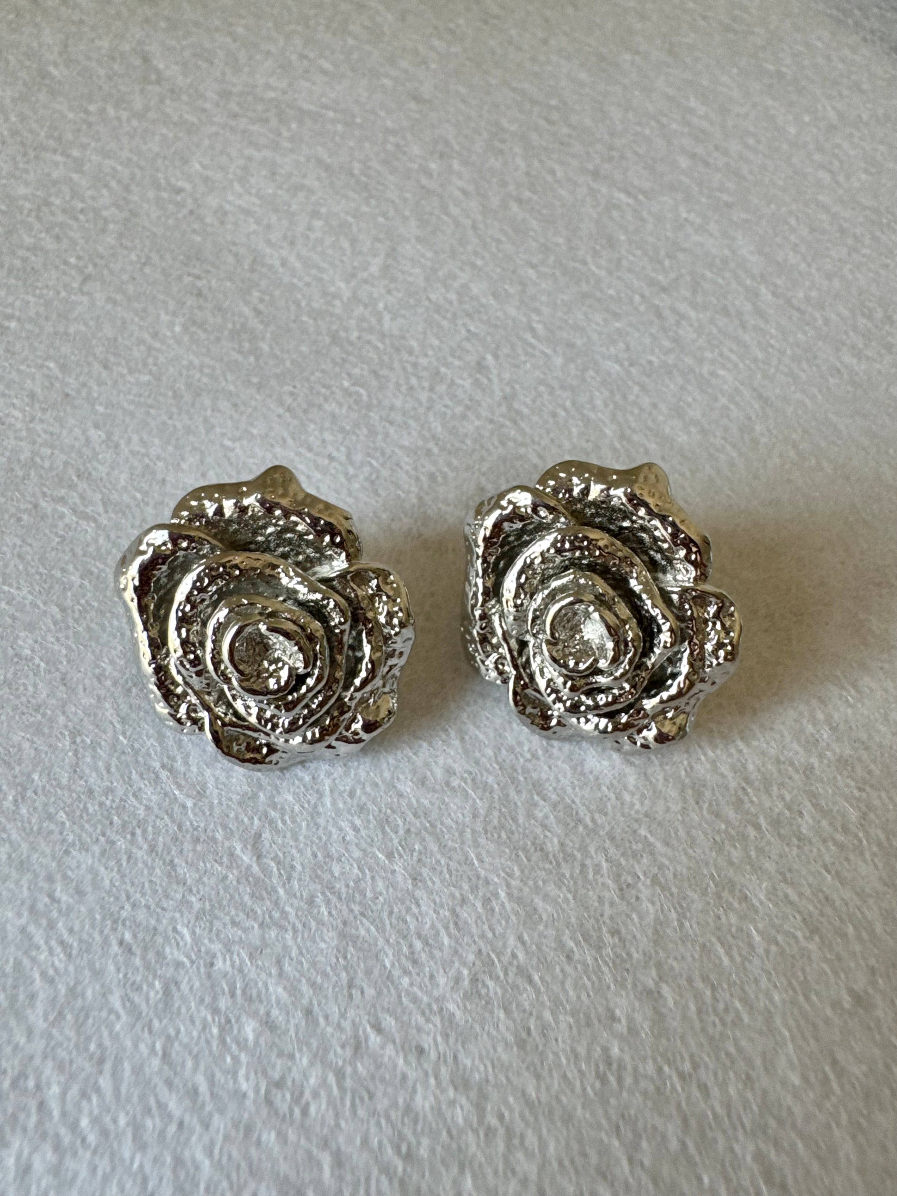 Silver Rose Studs
