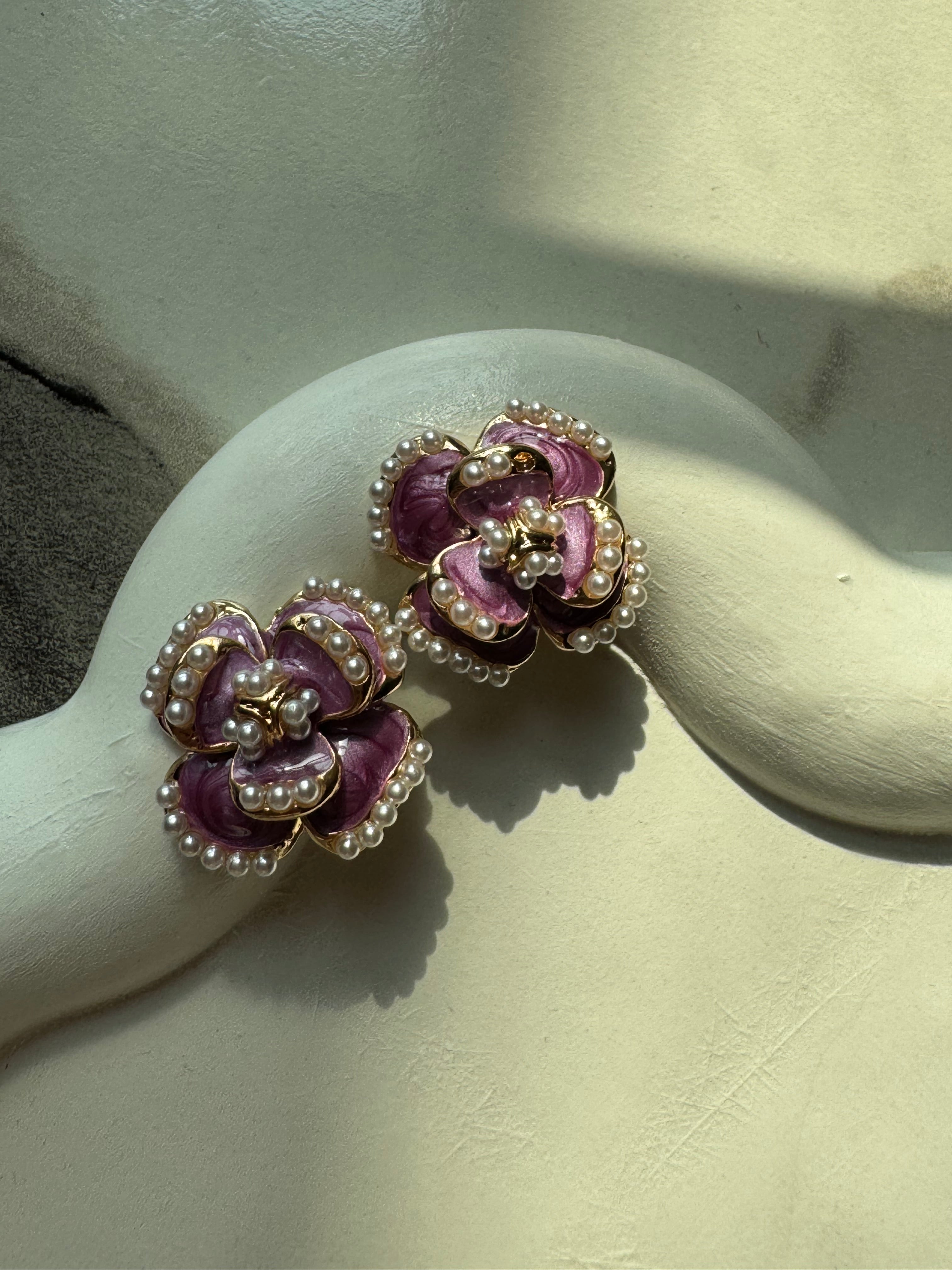 Mauve Lux Floral Earrings