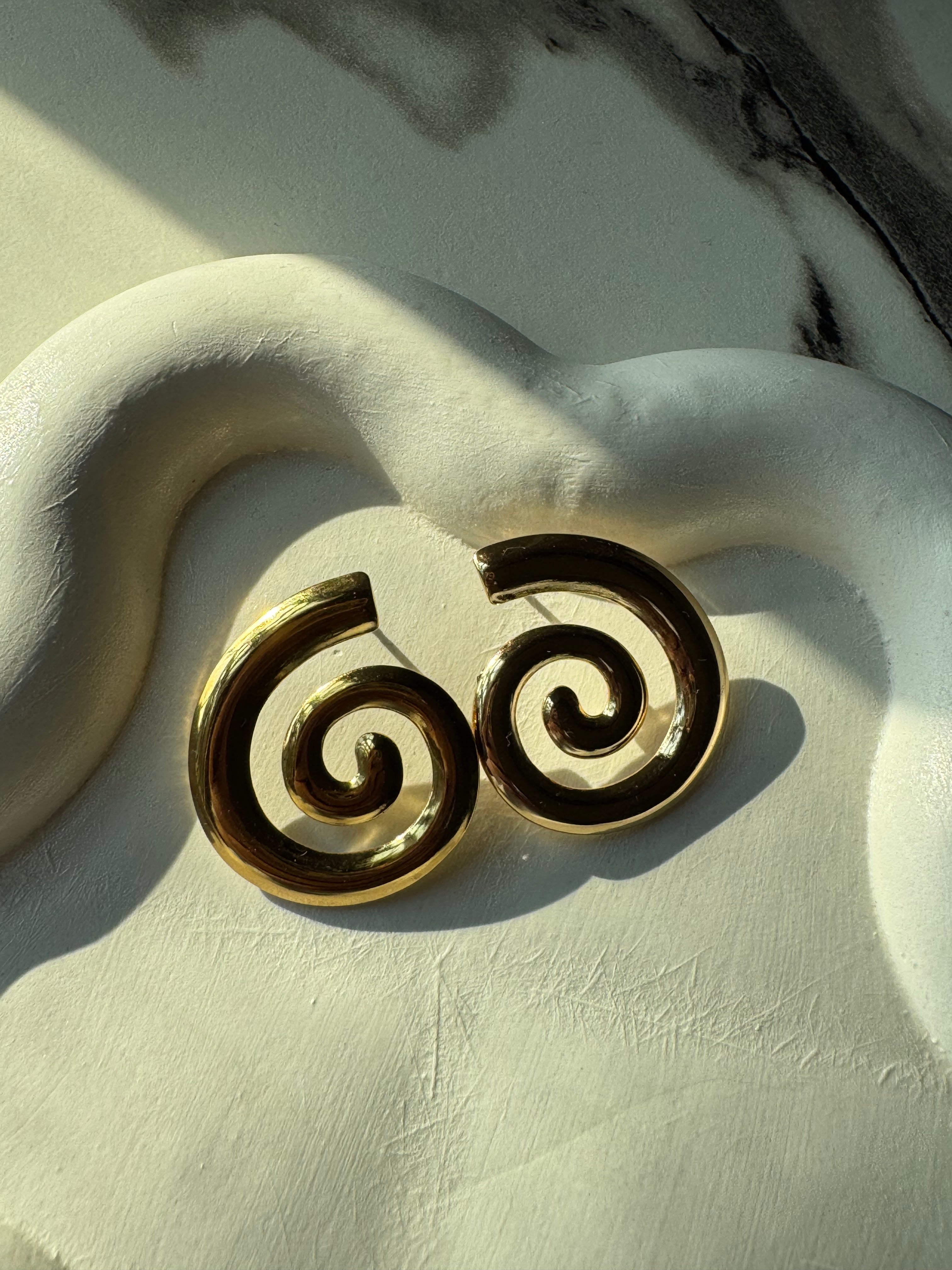 Golden Swirl Studs - 18K Gold Plated