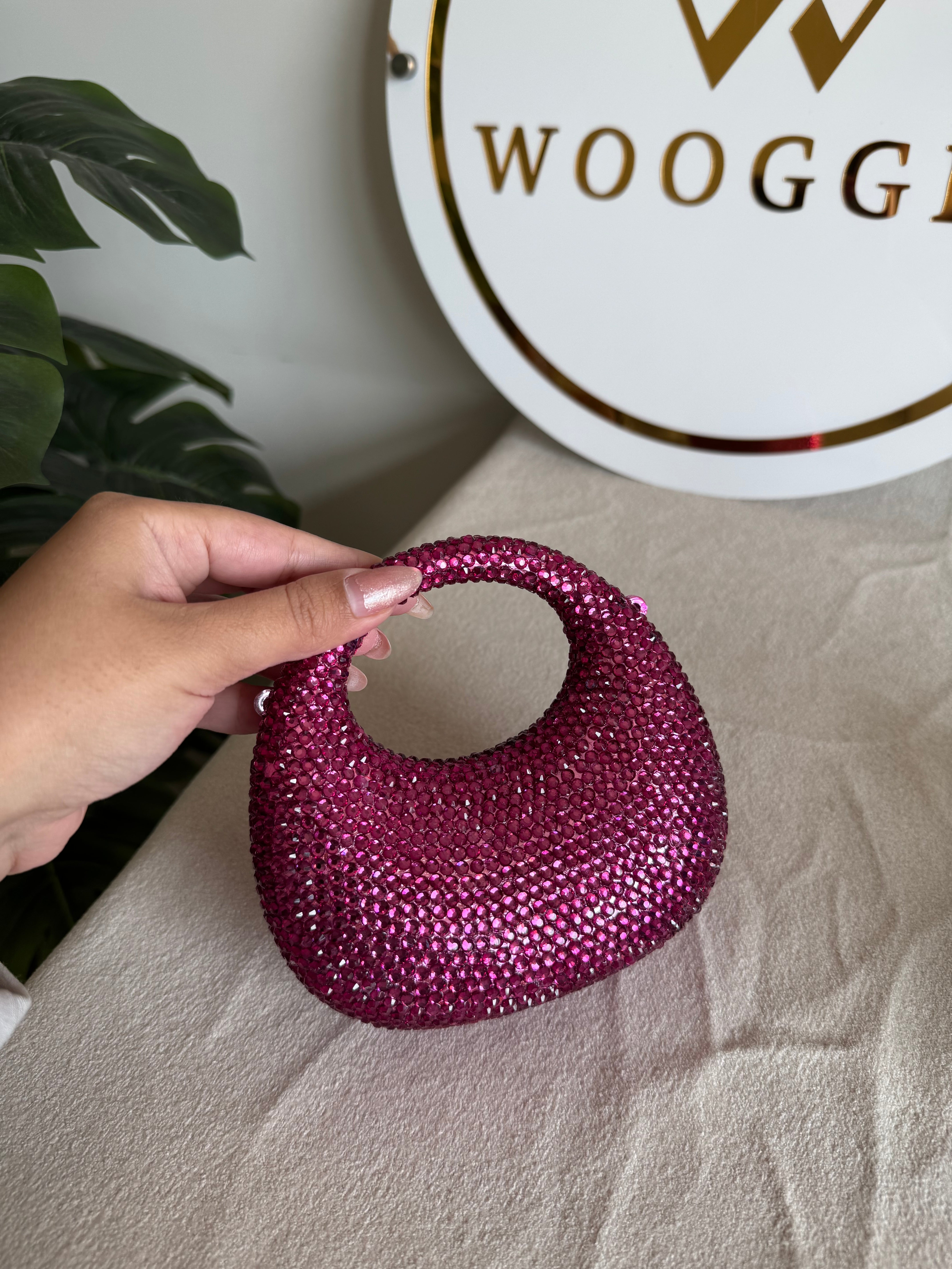 Viral Swarovski Metallic Clutch - Mini Pink