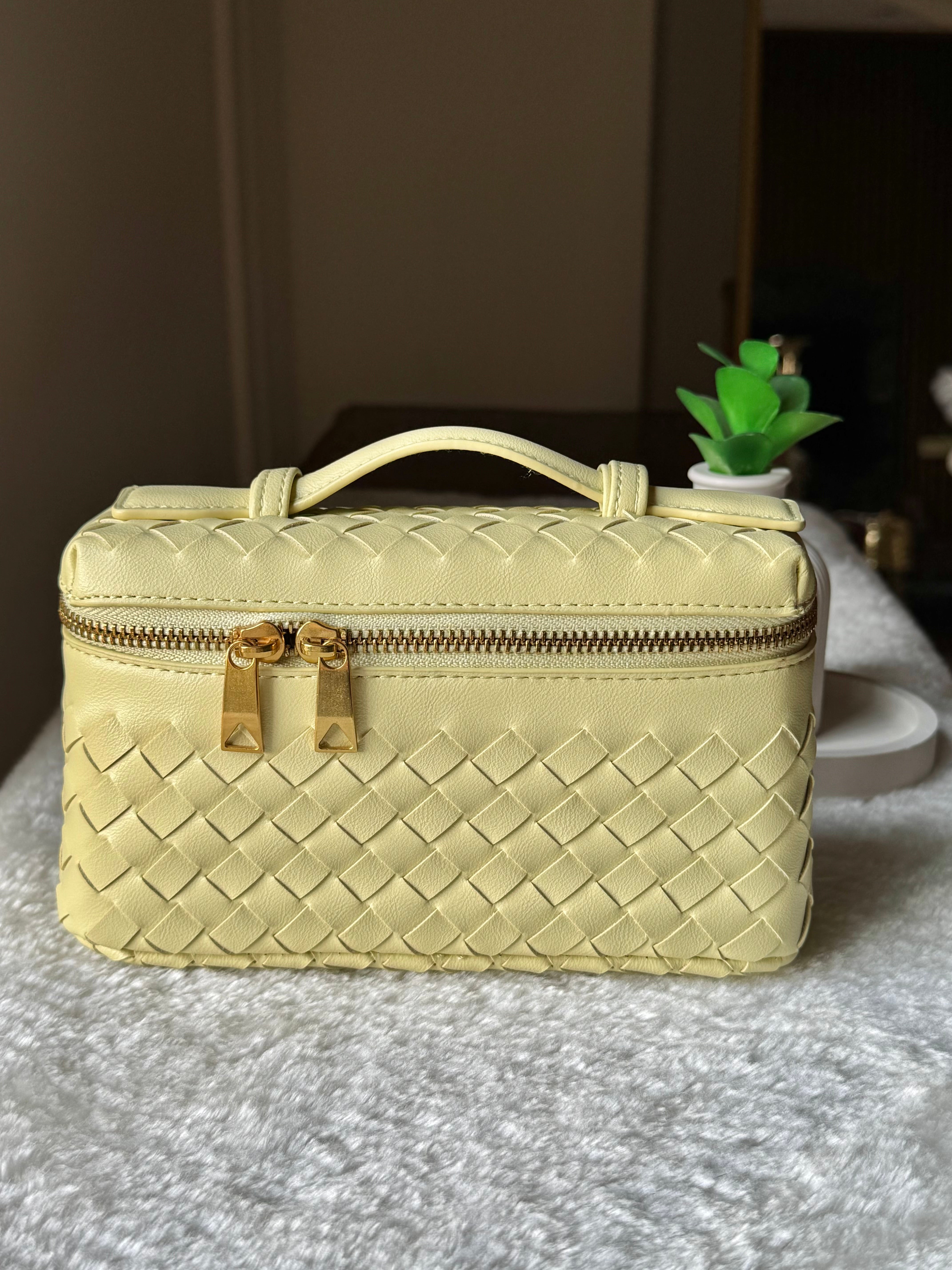 JW Pie Woven Bag with Long Strap (Butter Yellow)