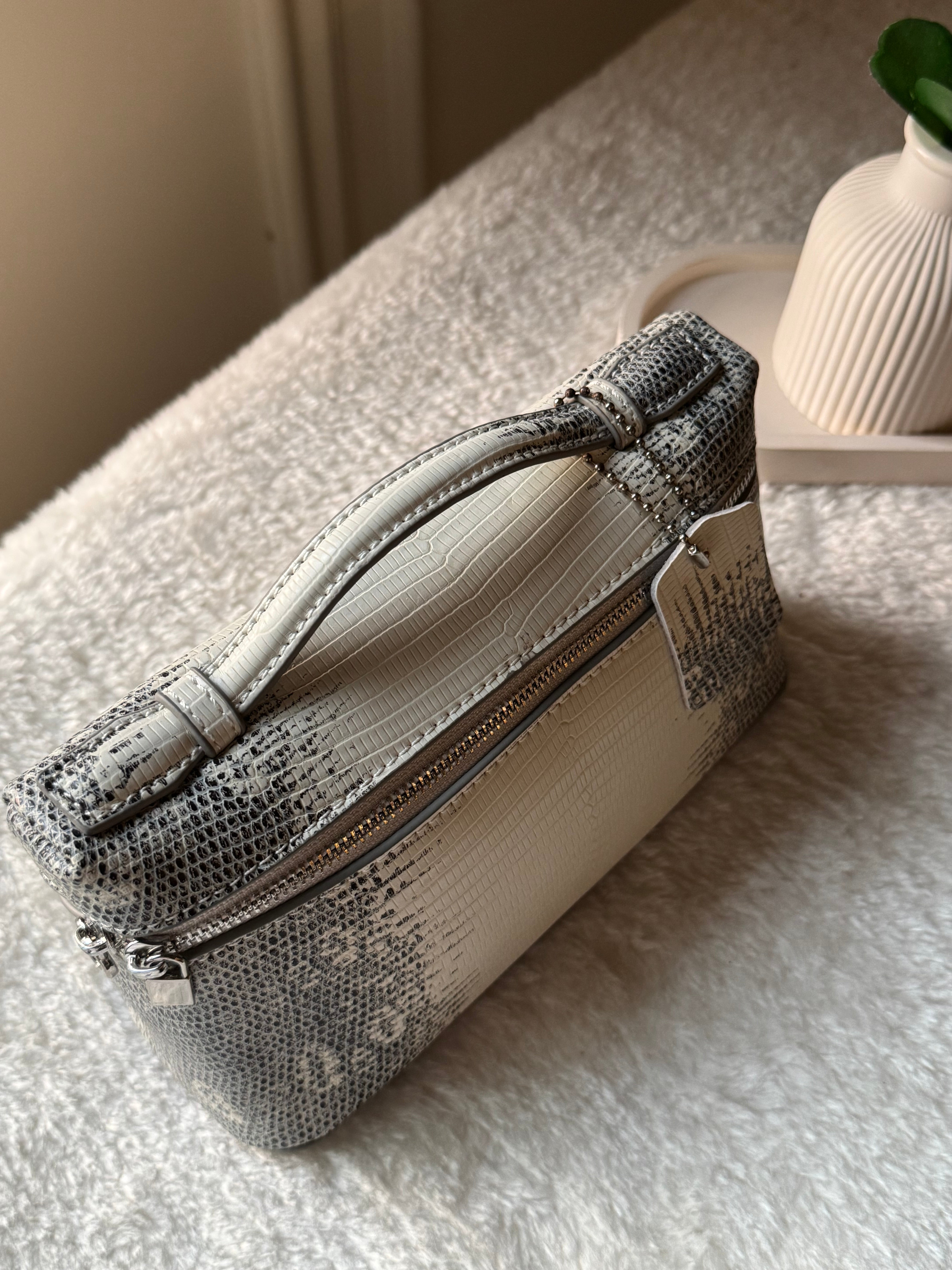 Loro Piana Inspired Pouch Bag (White Textured)