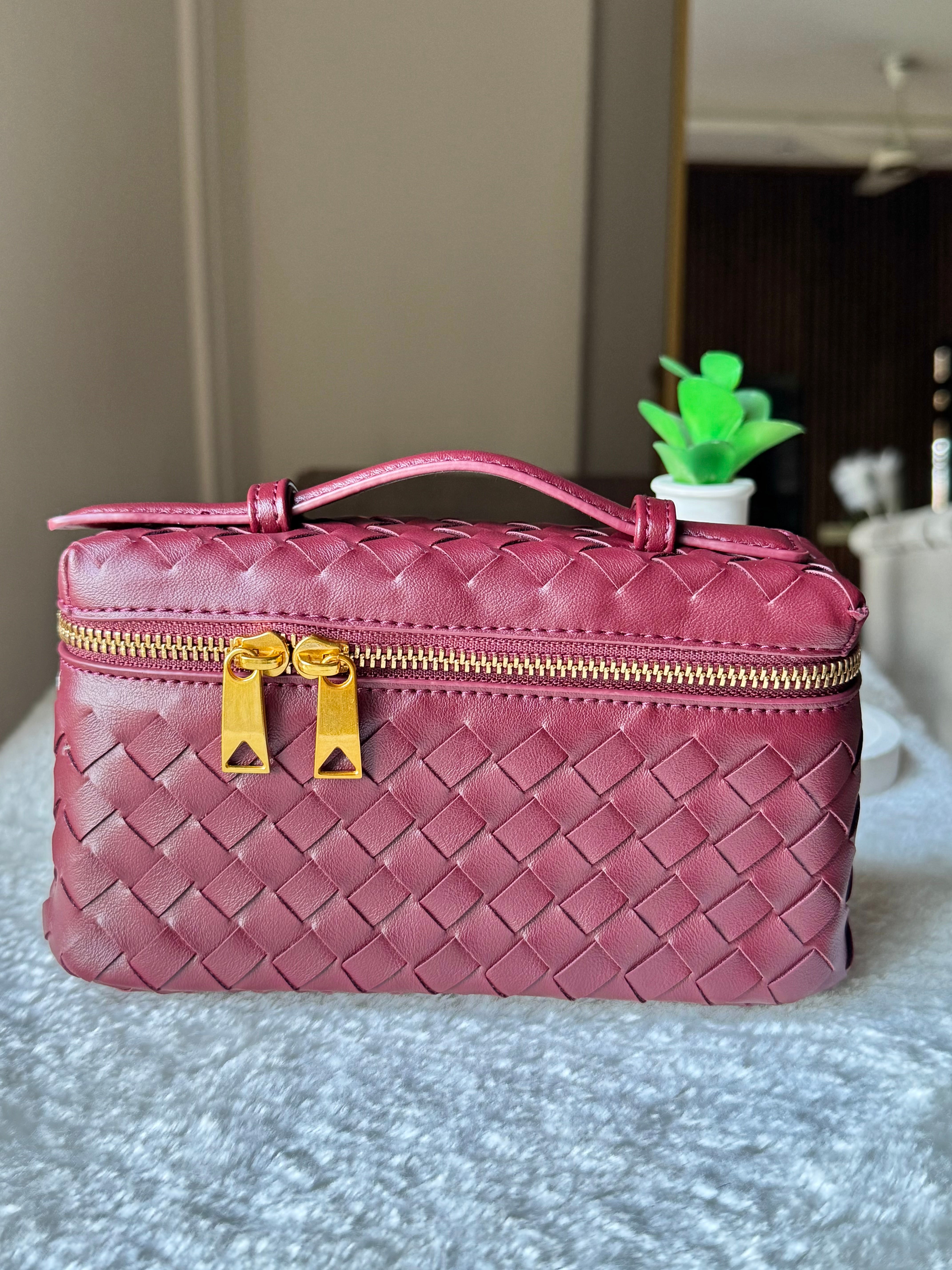 JW Pie Woven Bag with Long Strap (Burgandy)