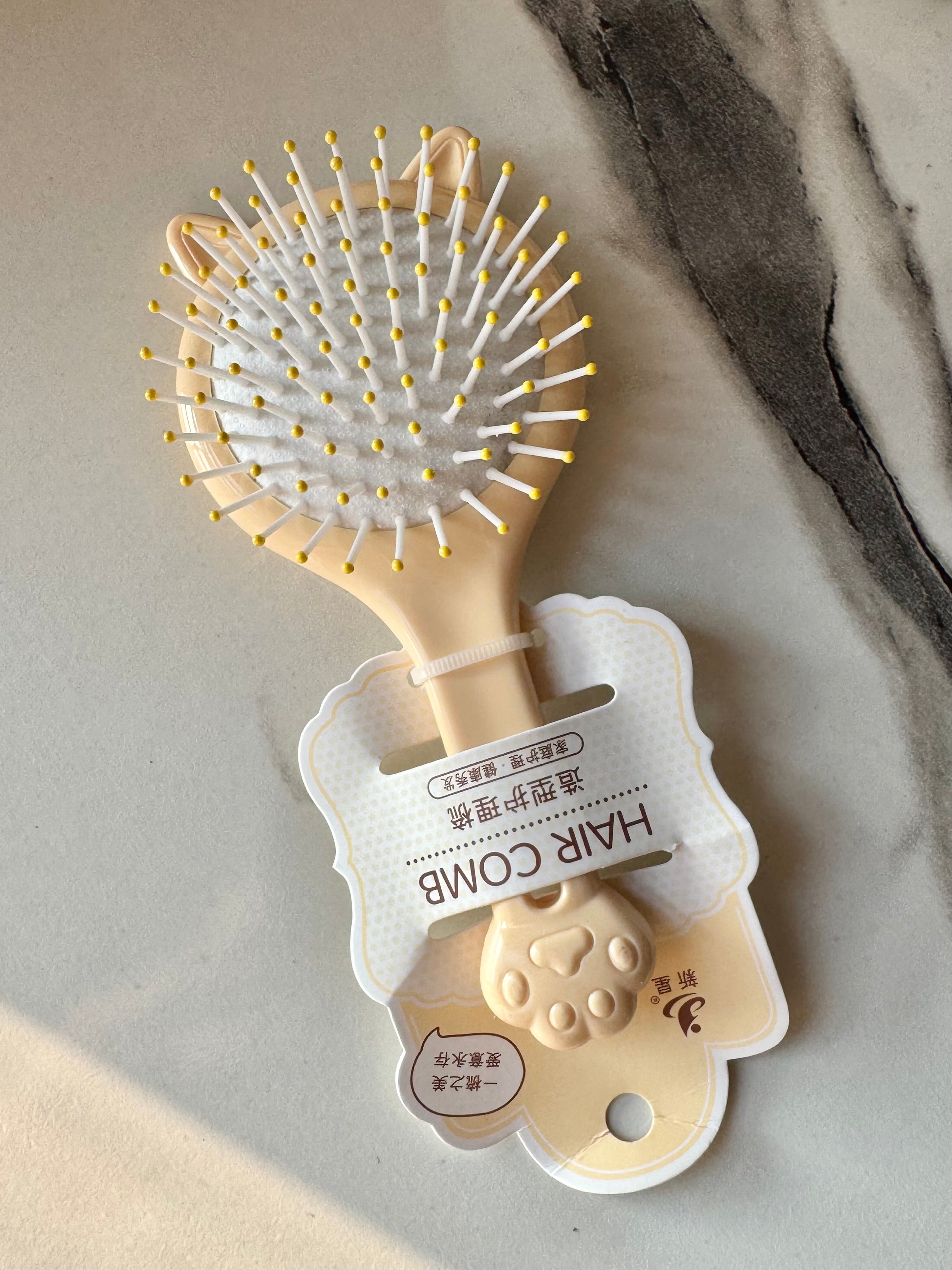 Kids Softest Teddy Shape Hair Brush with Mirror (Milky)